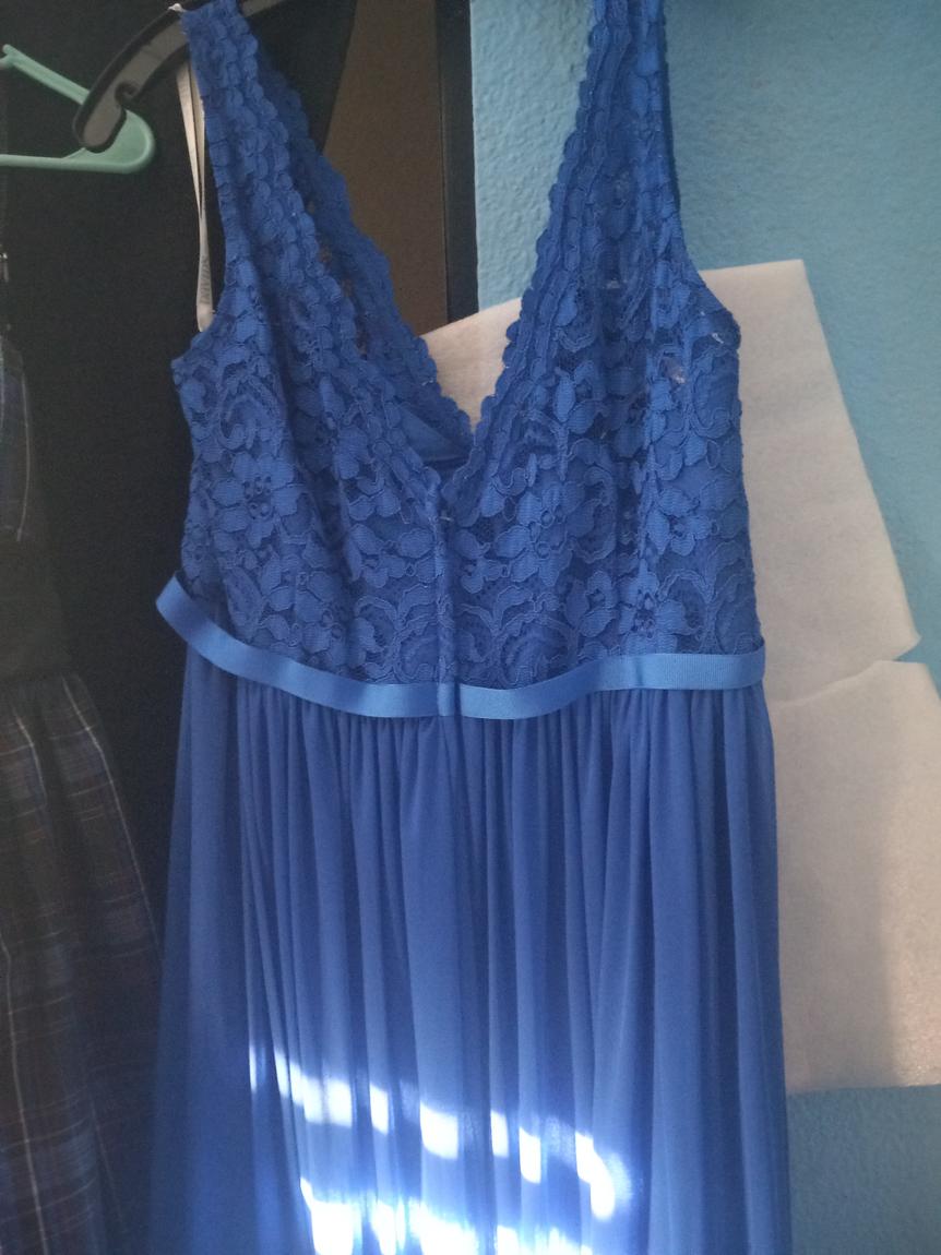 Plus Size 16 Lace Blue A-line Dress on Queenly