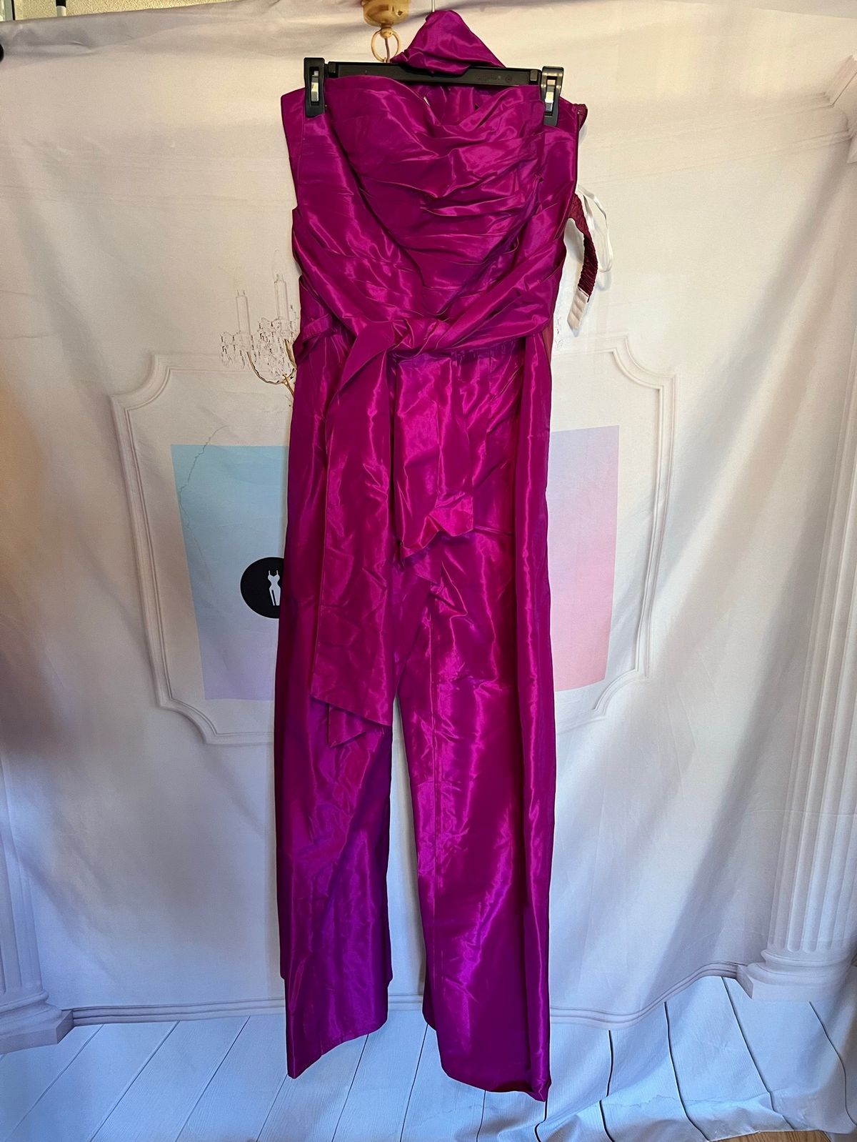 Unique dress club Size 12 Wedding Guest Strapless Satin Hot Pink Formal Jumpsuit on Queenly