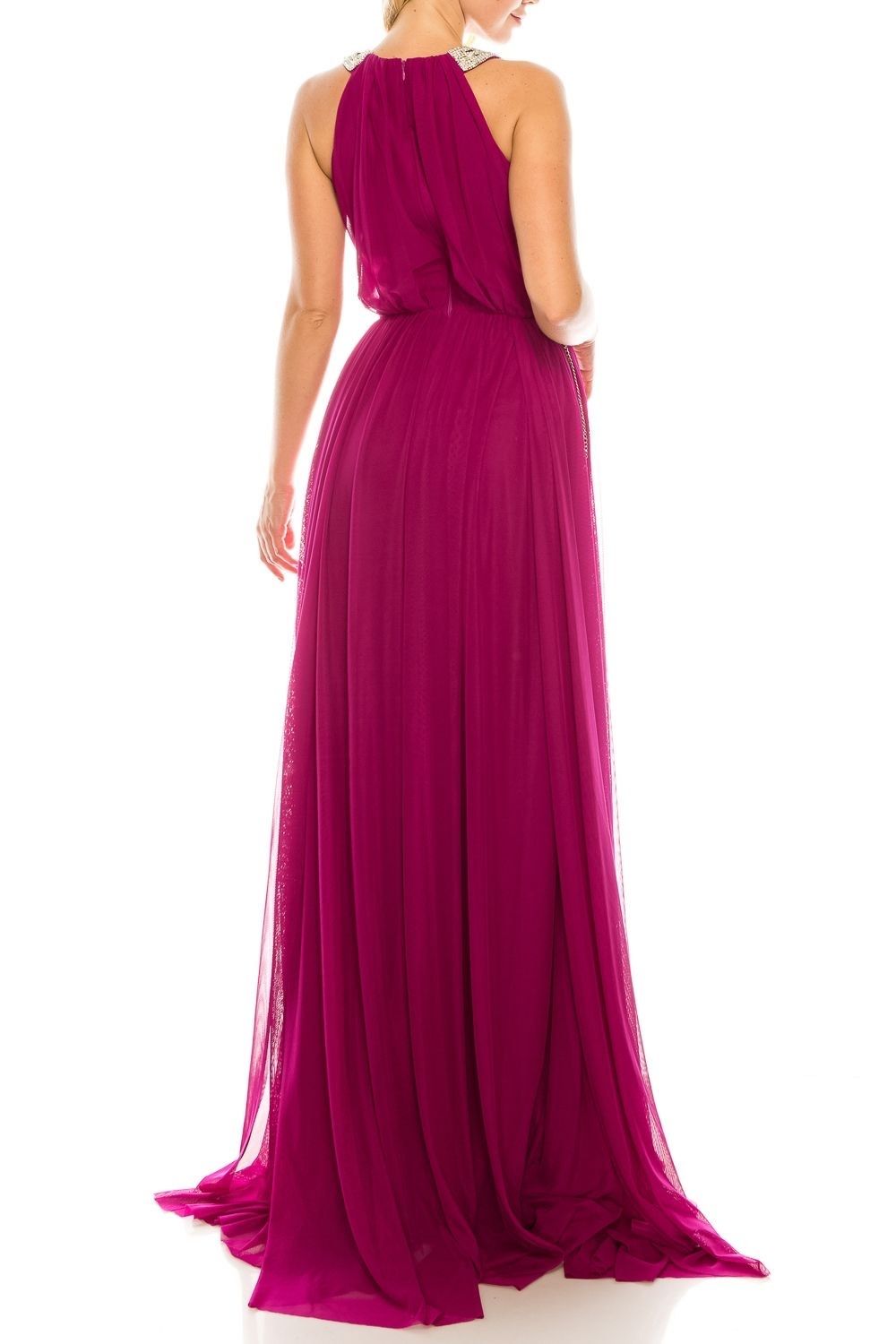 Odrella Size 6 Prom Halter Sequined Hot Pink Floor Length Maxi on Queenly
