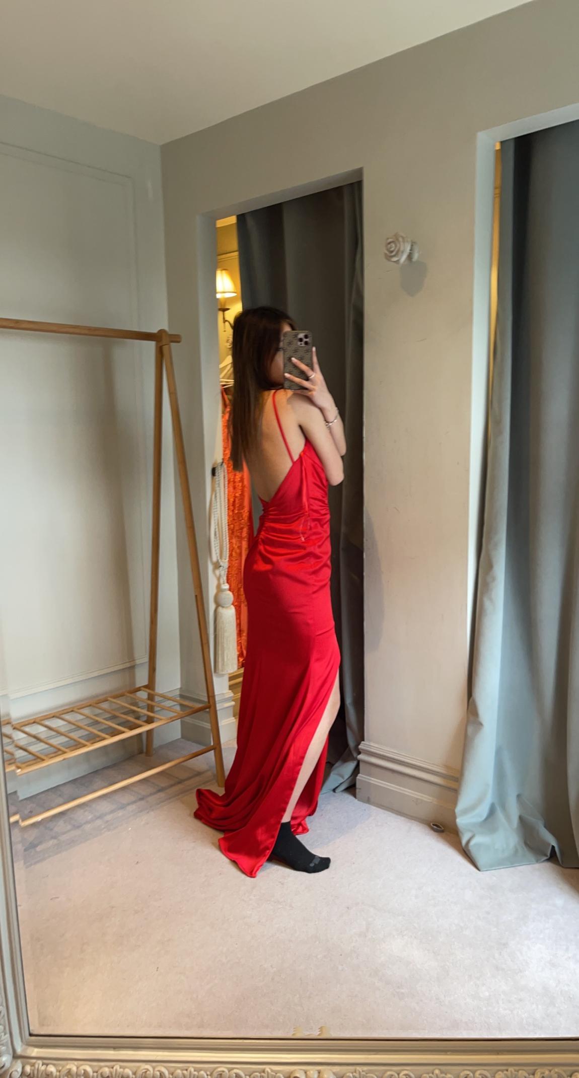Size 6 Red Side Slit Dress on Queenly