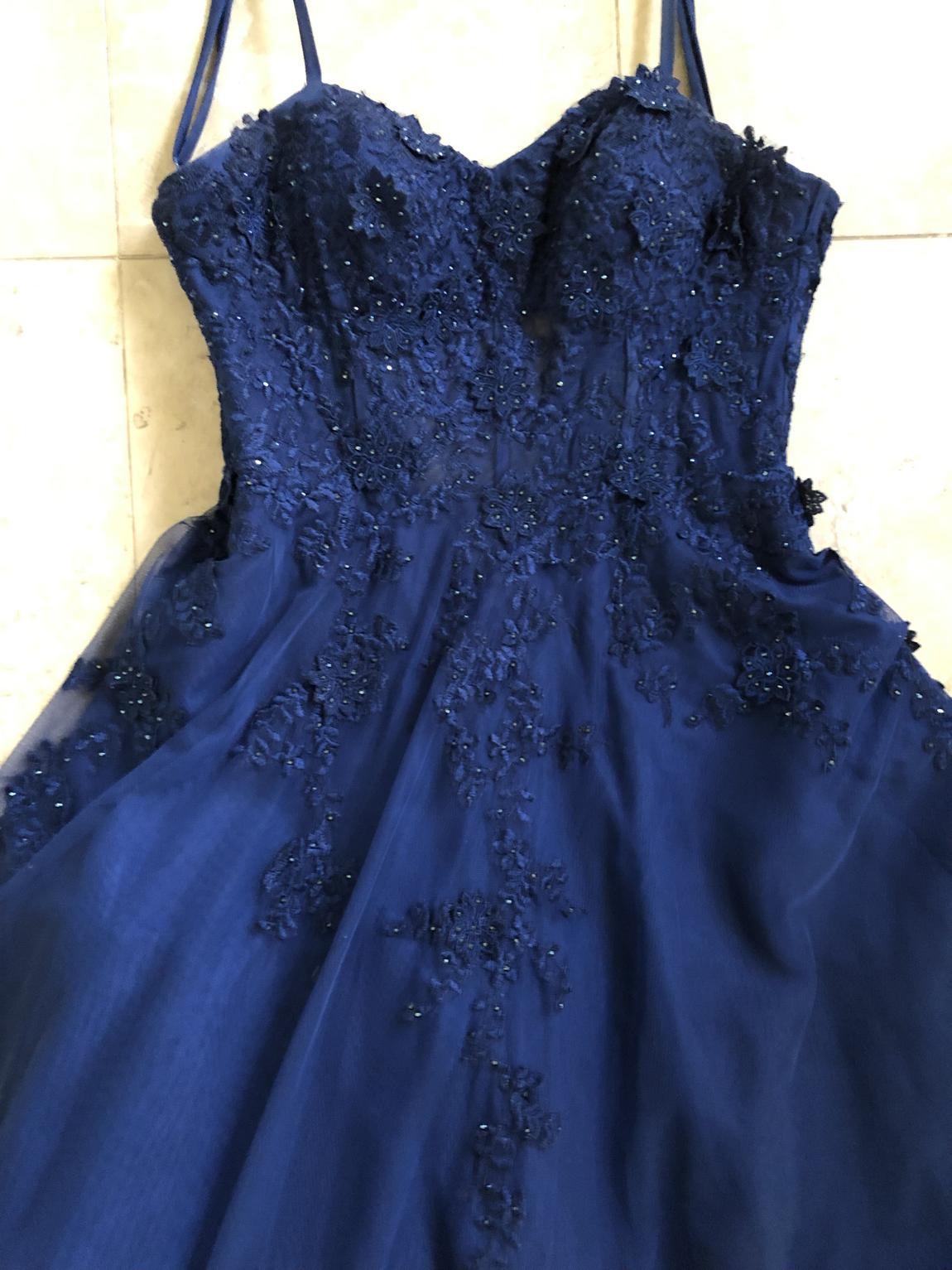 Xscape Size 4 Sequined Blue Ball Gown on Queenly