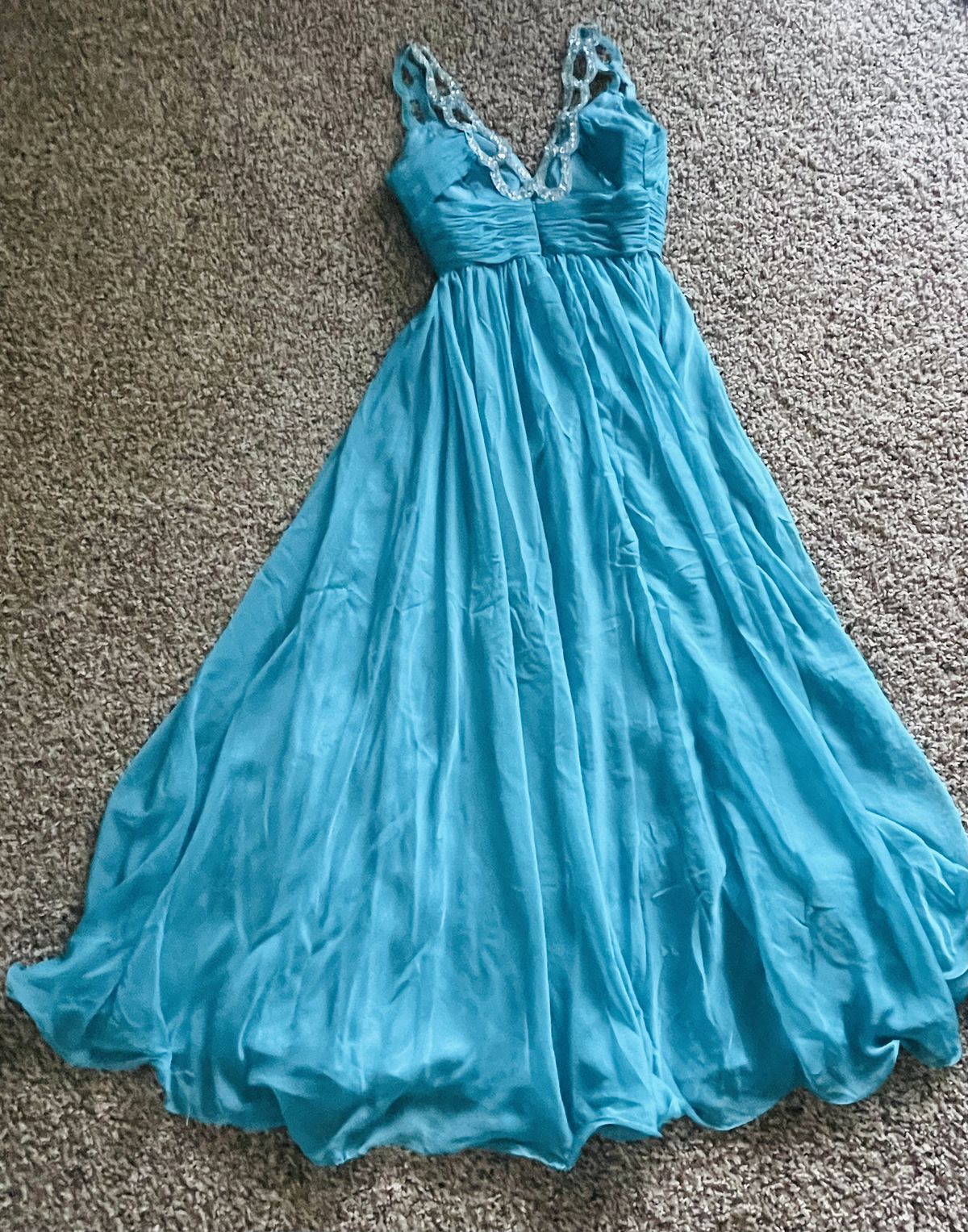 Size 6 Pageant Turquoise Blue A-line Dress on Queenly