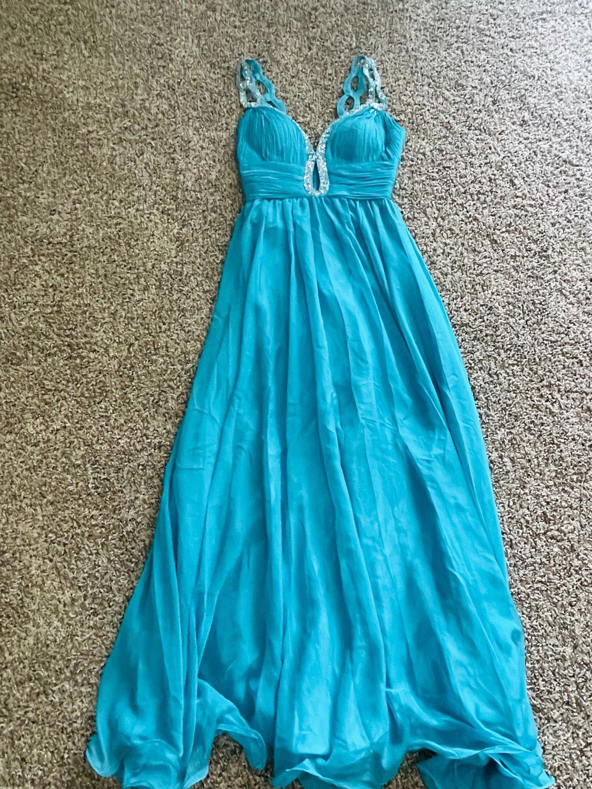 Size 6 Pageant Turquoise Blue A-line Dress on Queenly