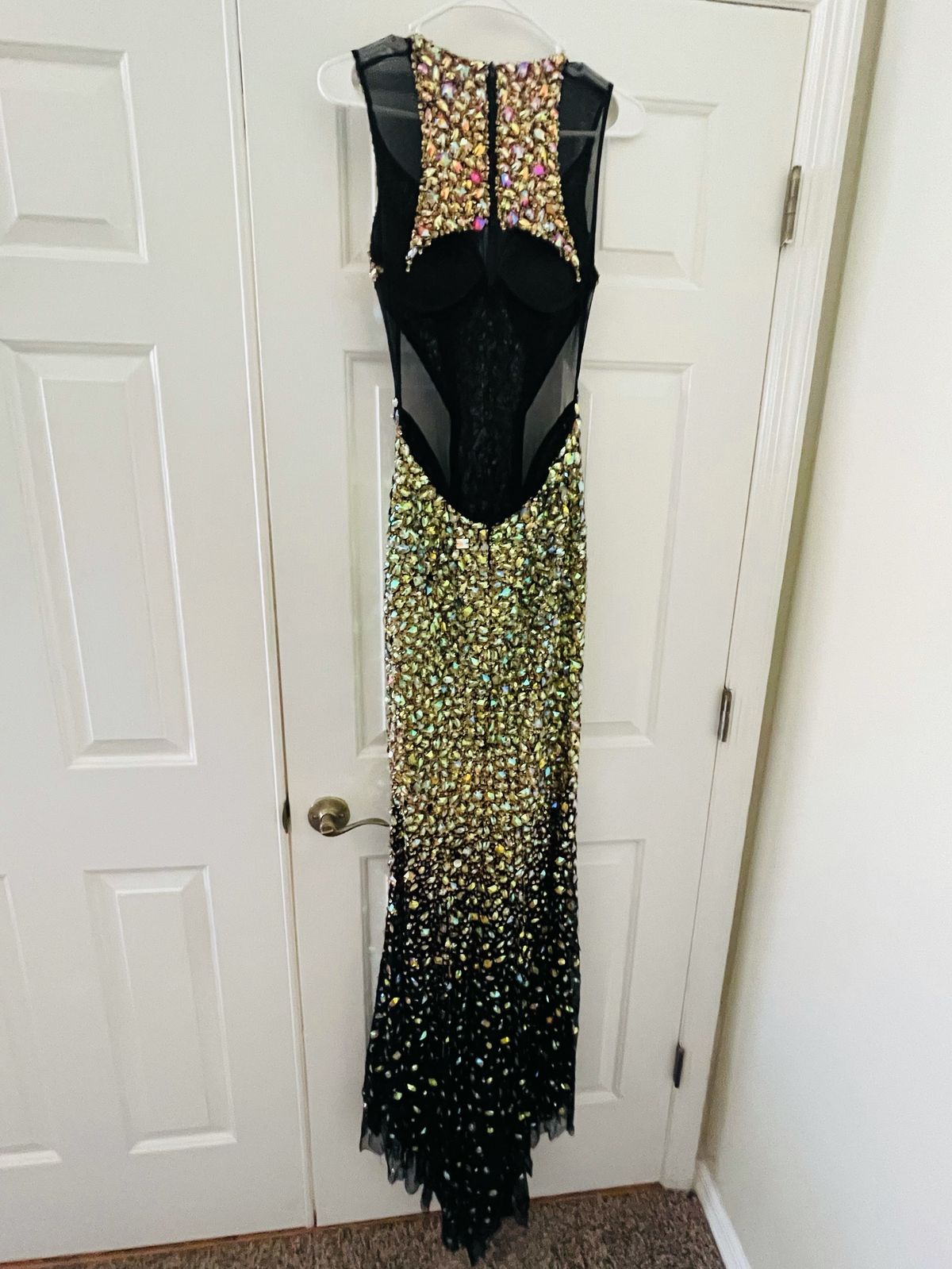 Size 6 Pageant Sheer Black Mermaid Dress on Queenly