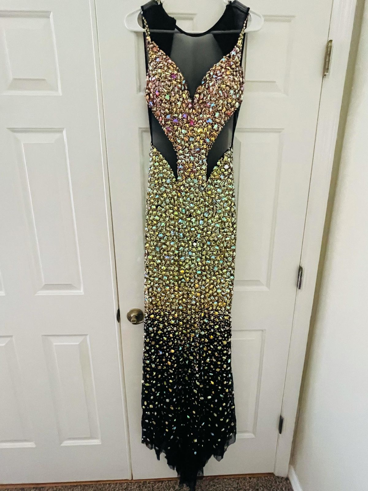 Size 6 Pageant Sheer Black Mermaid Dress on Queenly