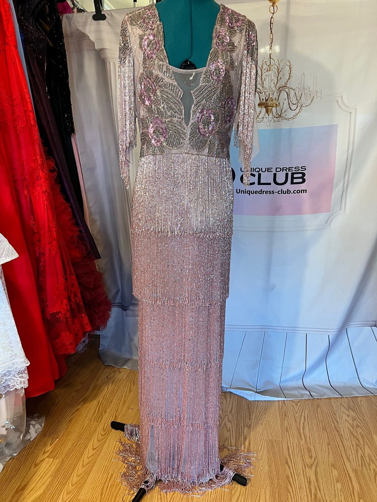 Unique Dress Club Size 8 Prom Sequined Hot Pink Mermaid Dress on Queenly