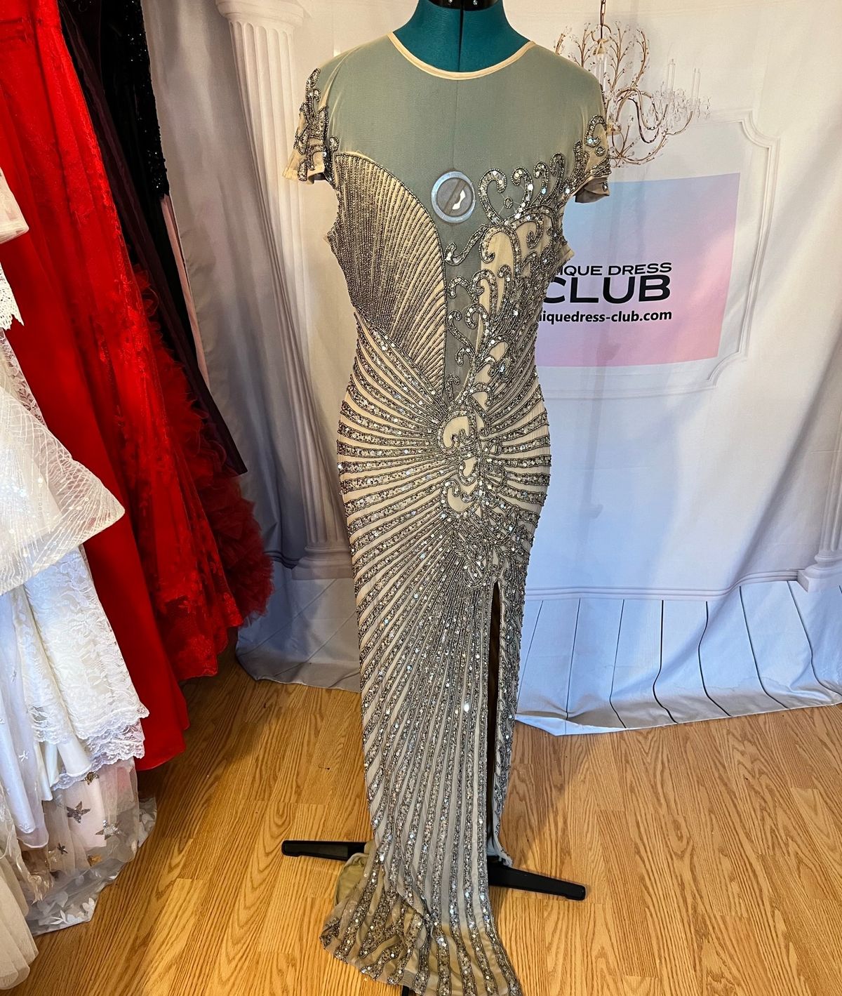 Unique Dress Club Size 6 Satin Nude Mermaid Dress on Queenly