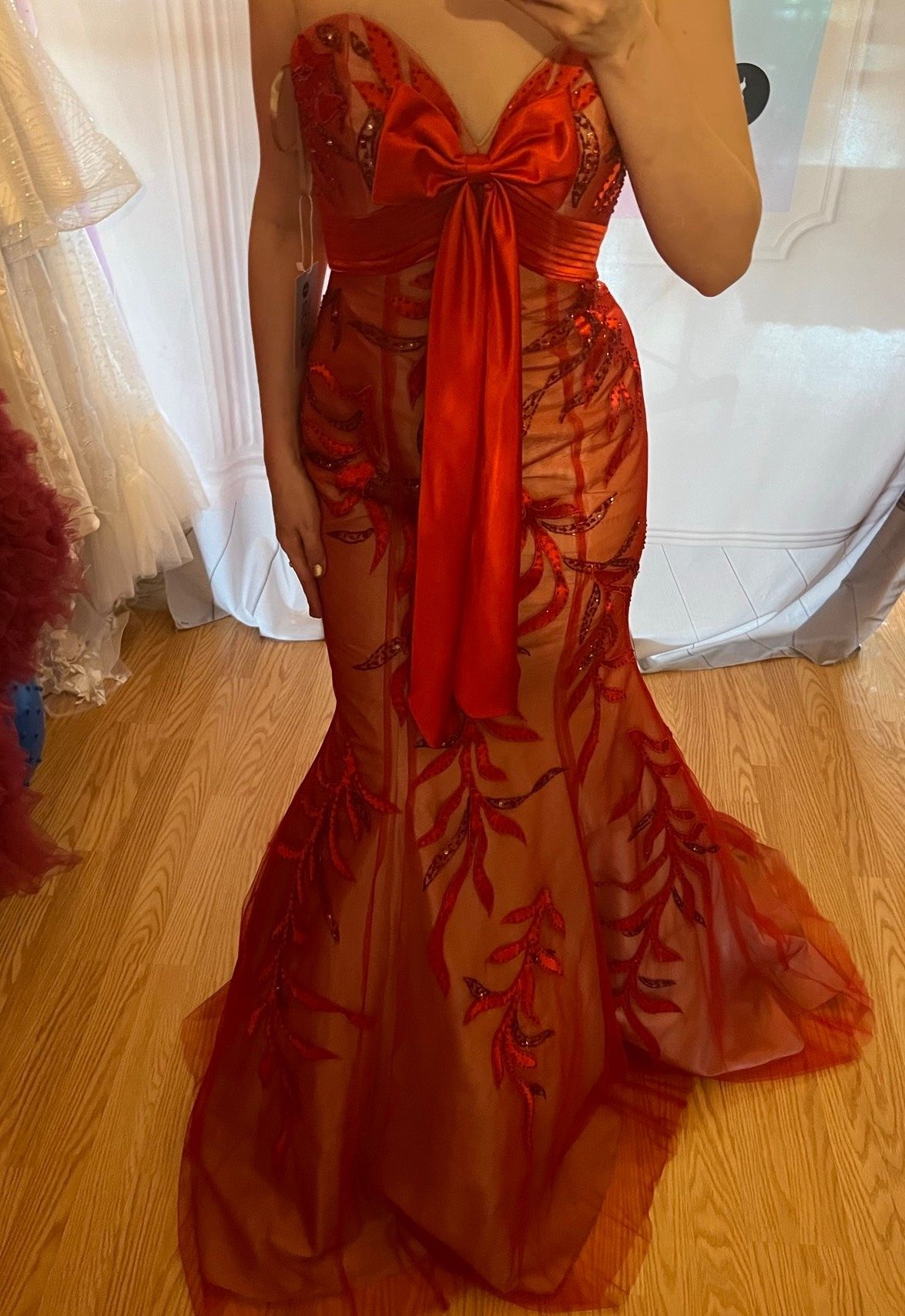 Unique Dress Club Size 2 Prom Red Mermaid Dress on Queenly