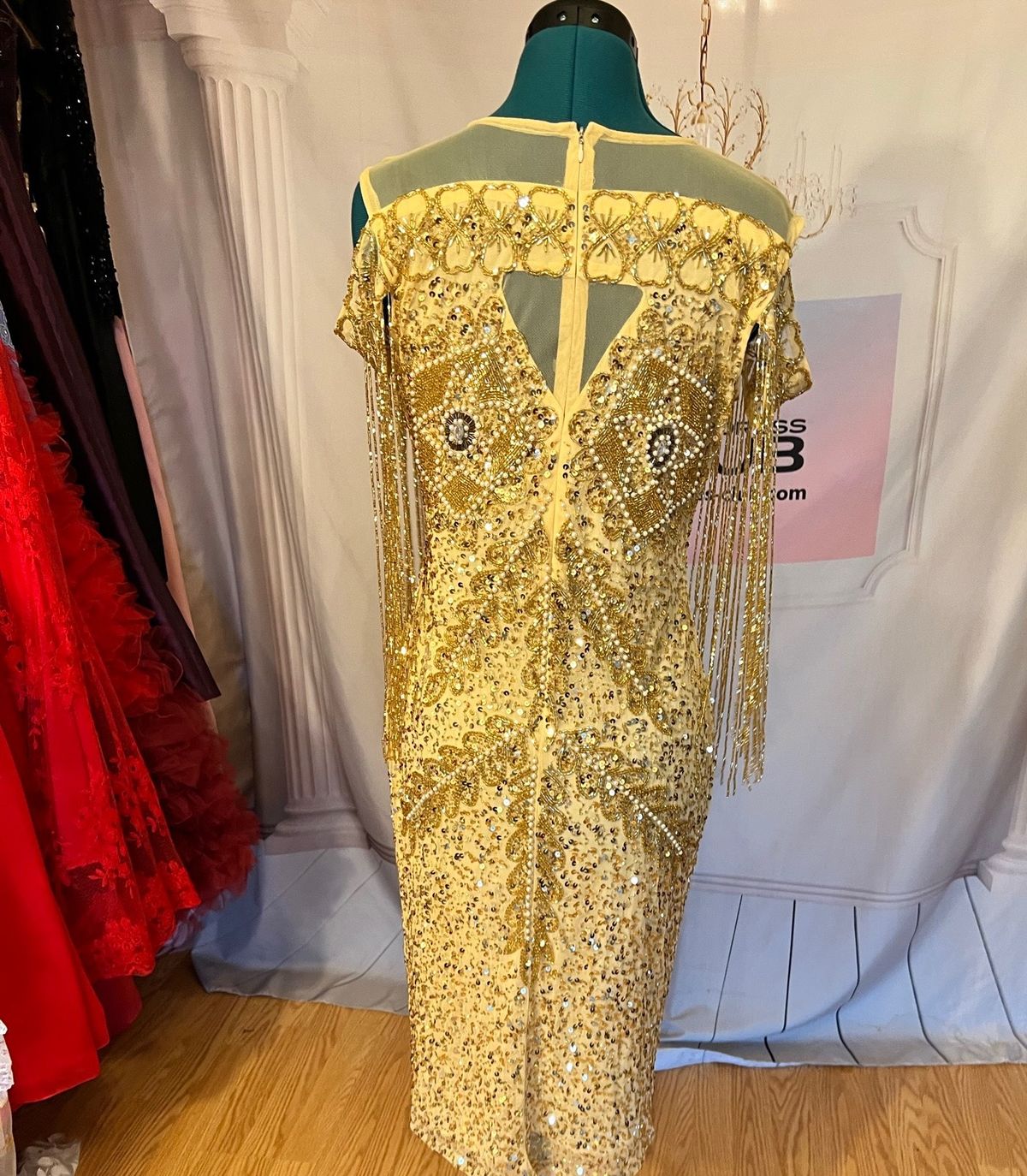 Unique Dress Club Size 4 Sheer Gold Mermaid Dress on Queenly