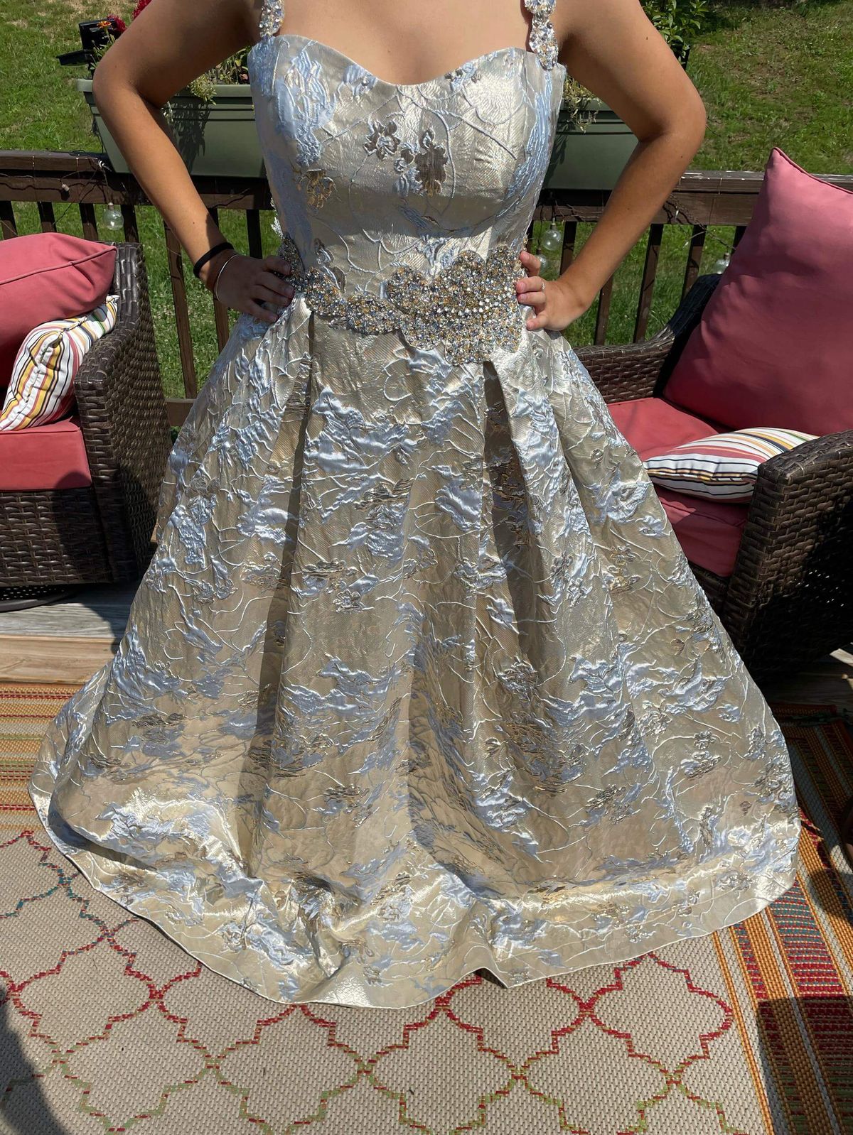 Mac Duggal Size 14 Prom Light Blue A-line Dress on Queenly