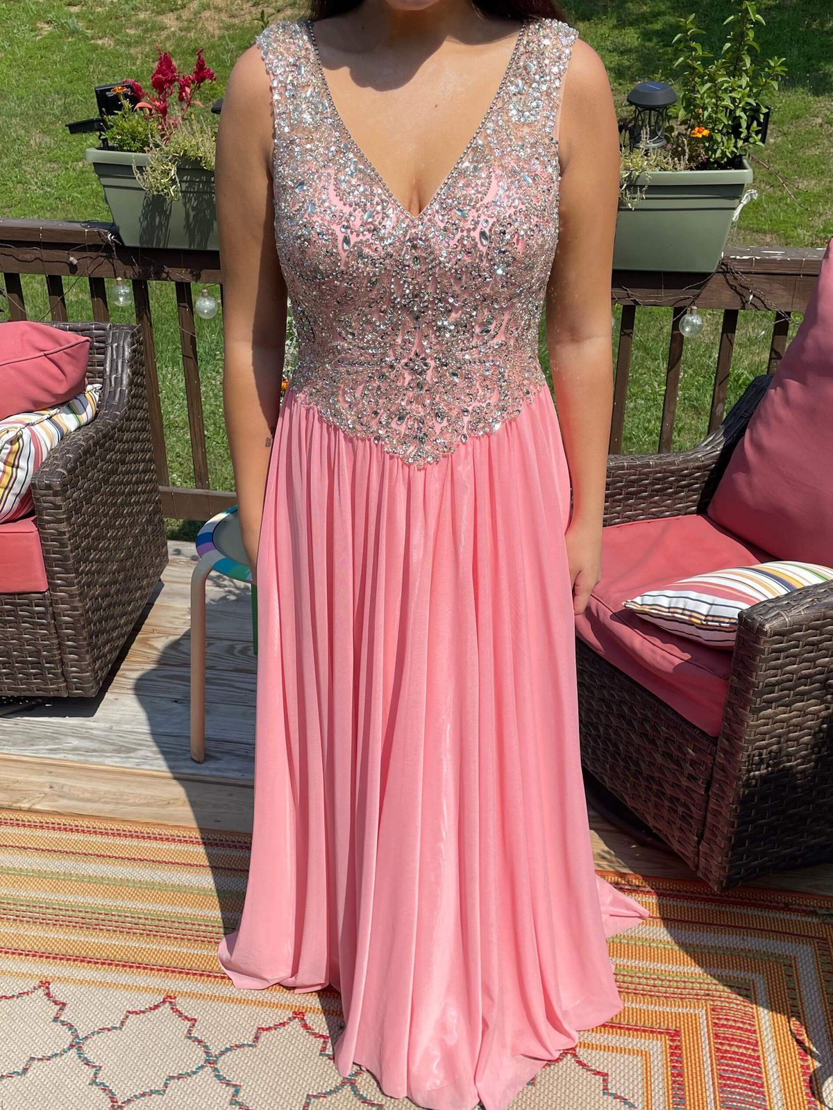 Zoey Gray Size 14 Prom Sequined Light Pink Floor Length Maxi on Queenly