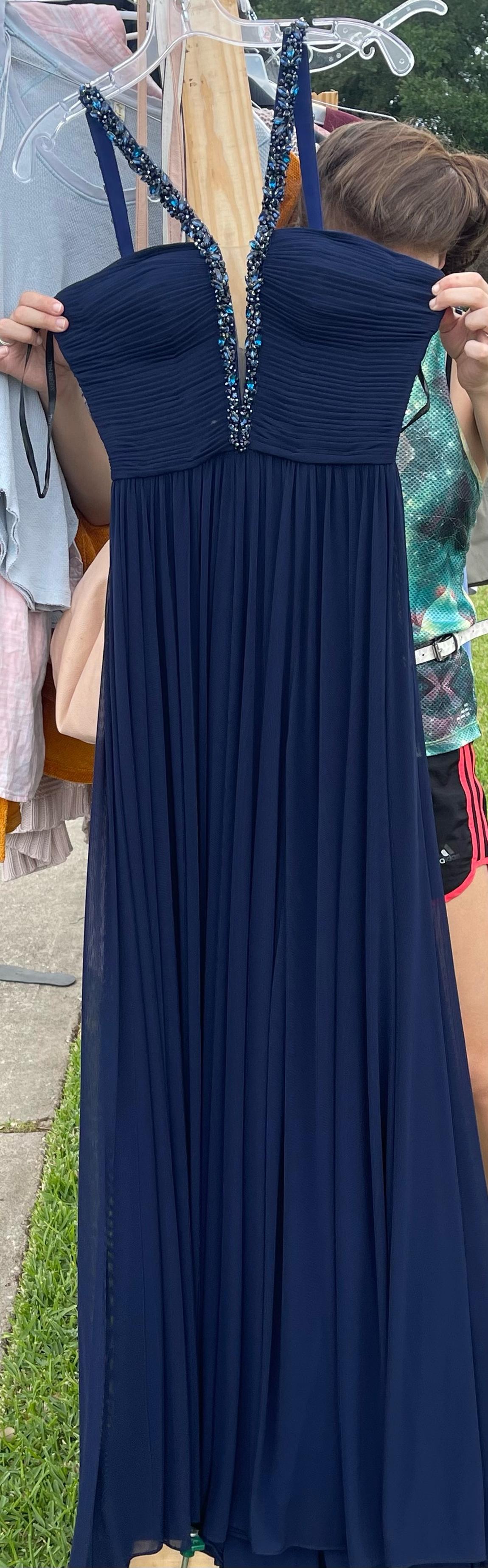 Sherri Hill Size 2 Bridesmaid Satin Navy Blue A-line Dress on Queenly