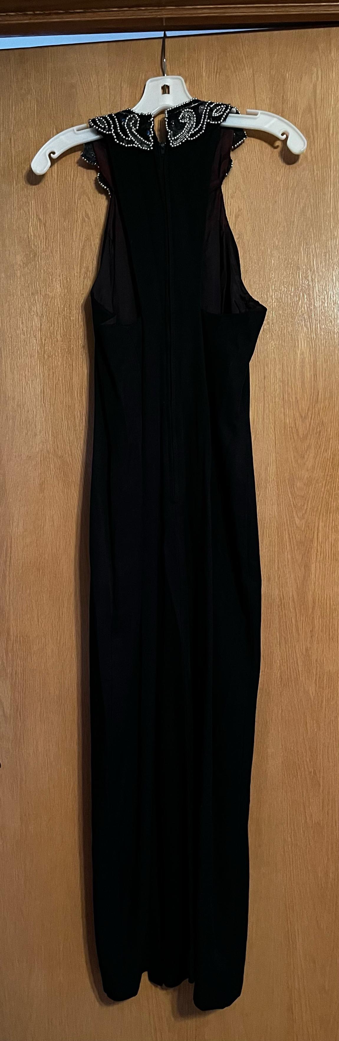 Size 8 Prom Sequined Black Floor Length Maxi on Queenly