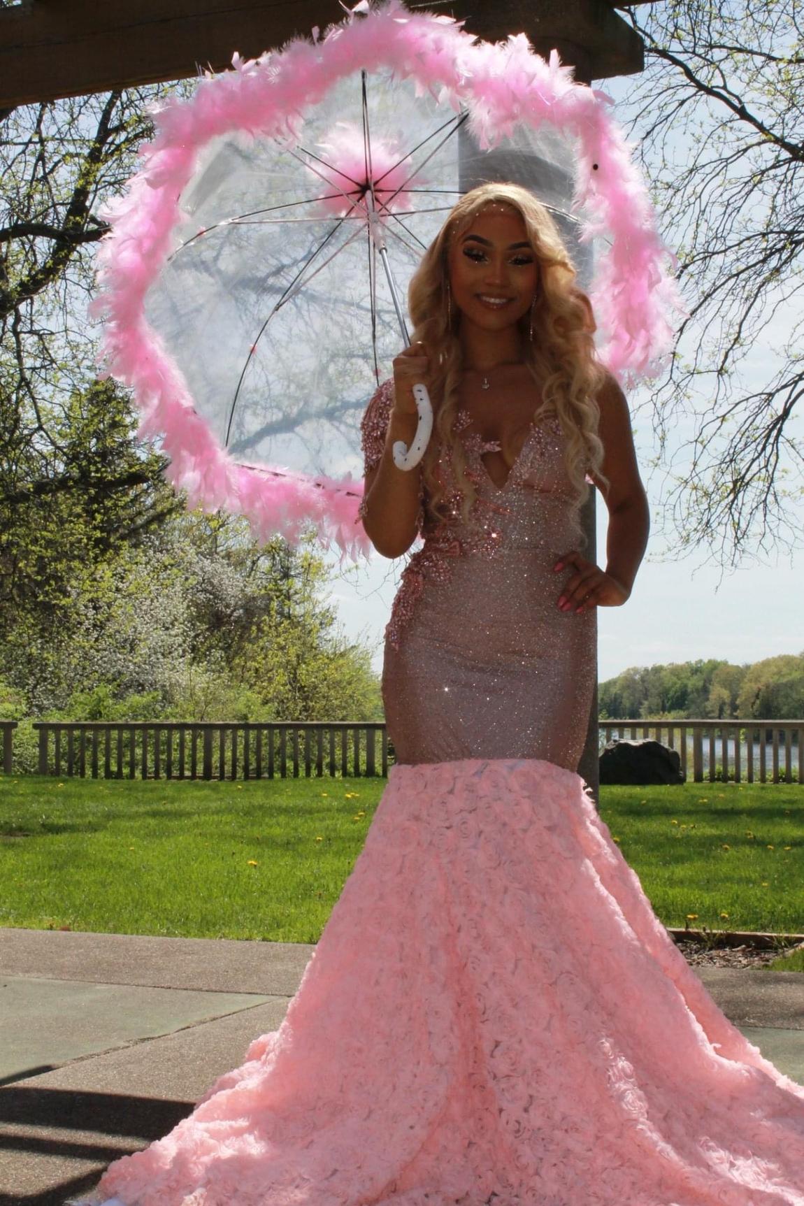 Custom Size 4 Prom Long Sleeve Lace Light Pink Mermaid Dress on Queenly
