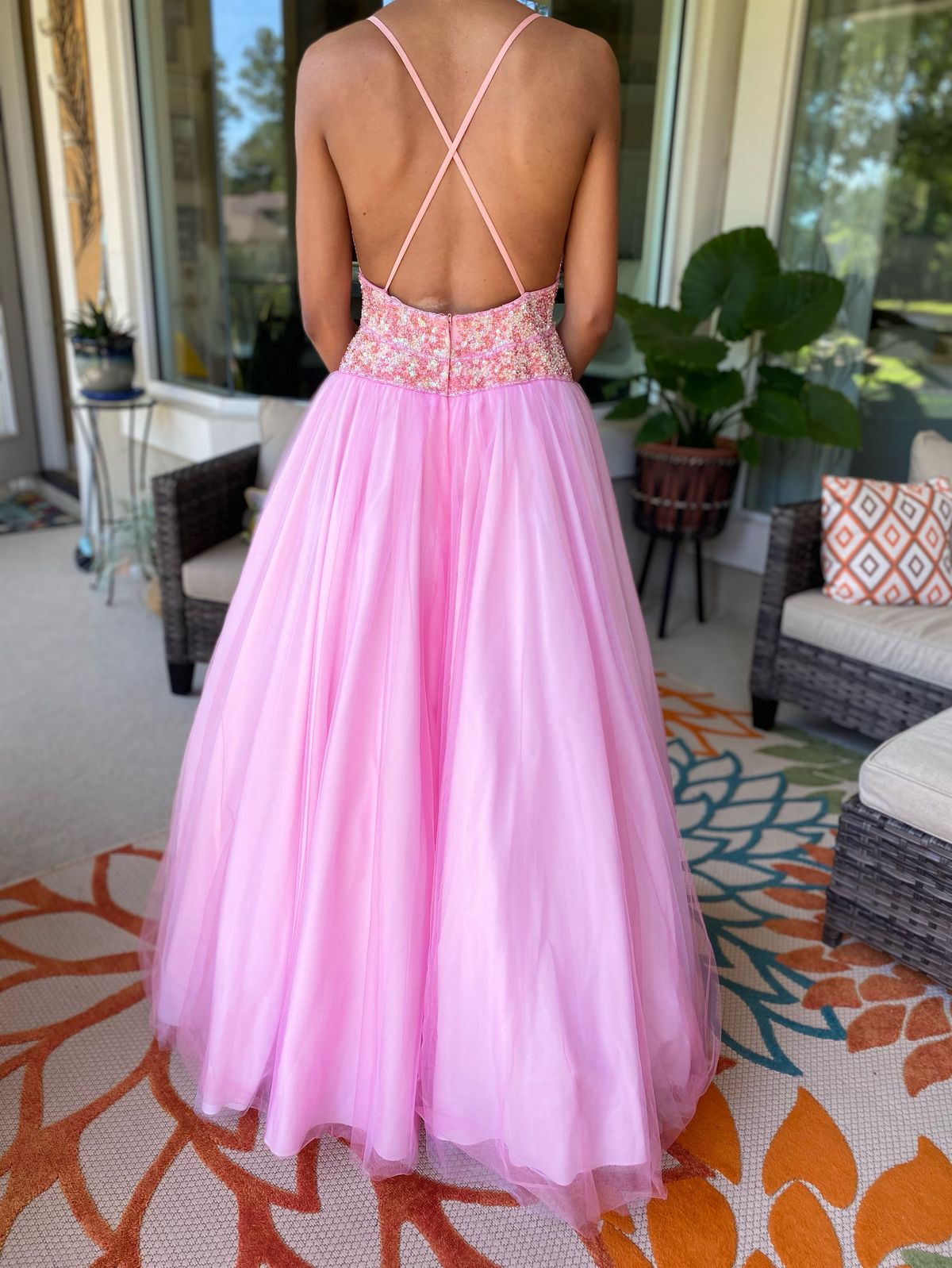Size 2 Prom Sequined Light Pink Ball Gown on Queenly