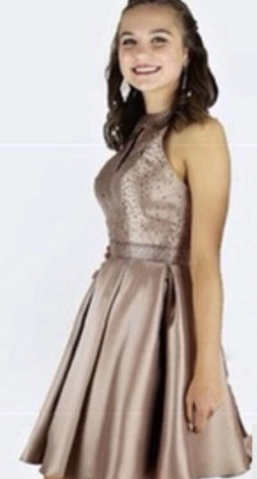 Tiffany Designs Size 0 Homecoming Rose Gold Cocktail Dress on Queenly
