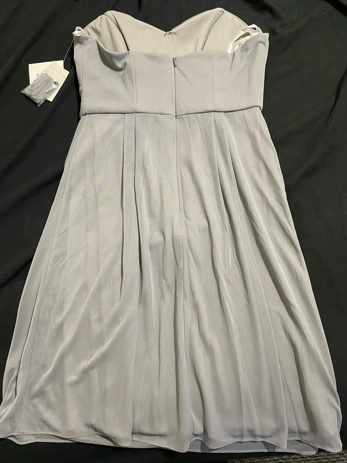 David's Bridal Size 8 Prom Strapless Silver Floor Length Maxi on Queenly