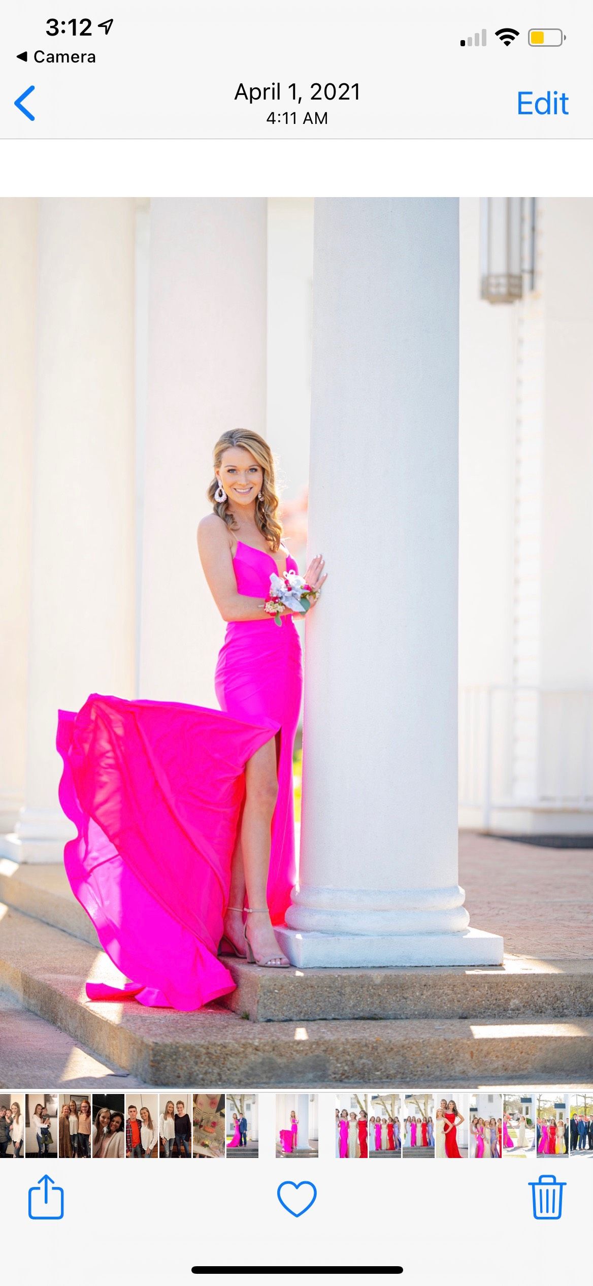 Jessica Angel Size 2 Prom Plunge Sheer Hot Pink Side Slit Dress on Queenly