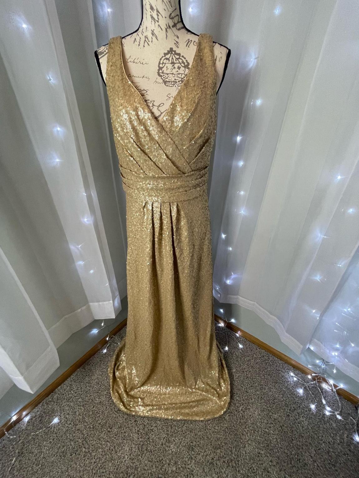 Bill Levkoff Size 14 Sequined Gold Floor Length Maxi on Queenly