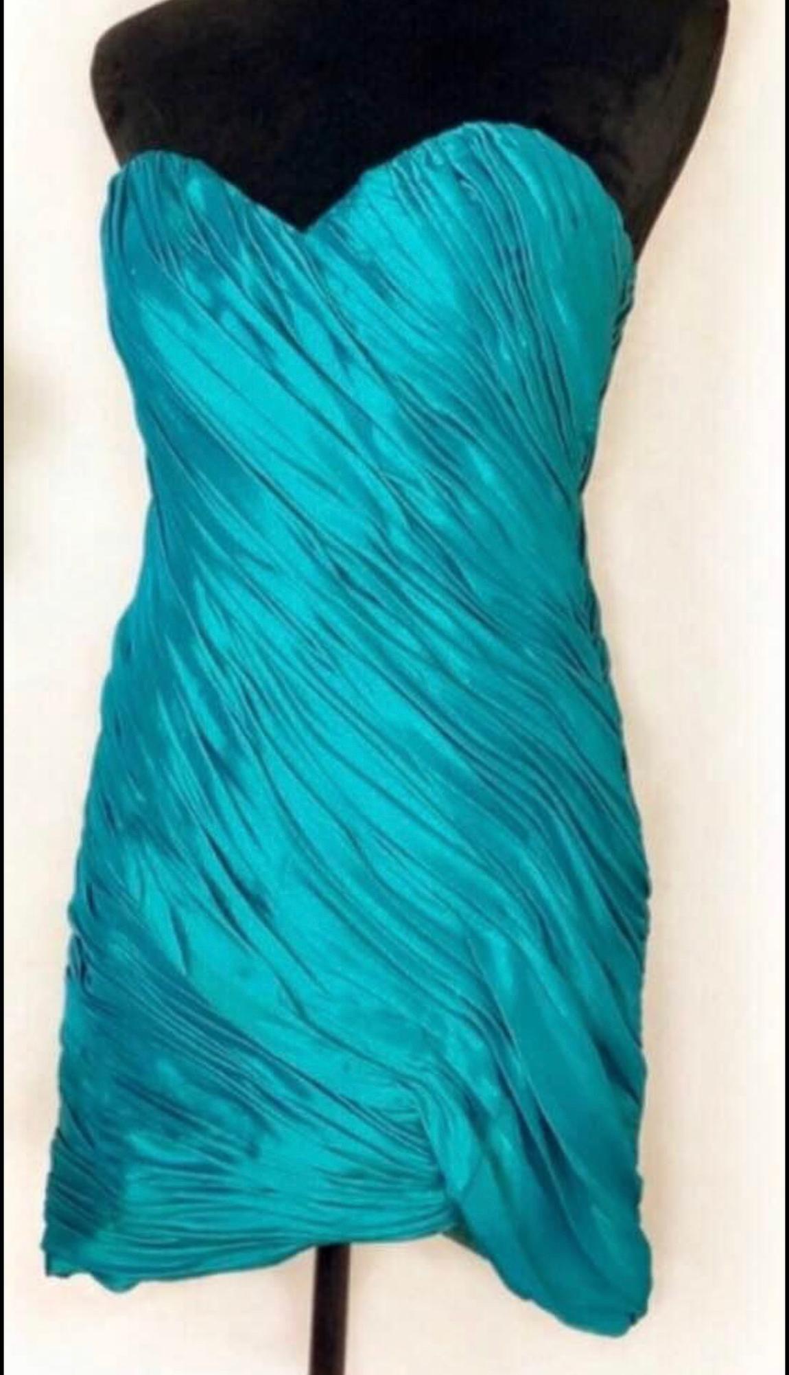 MacDuggal Couture Size 6 Homecoming Strapless Turquoise Blue Cocktail Dress on Queenly