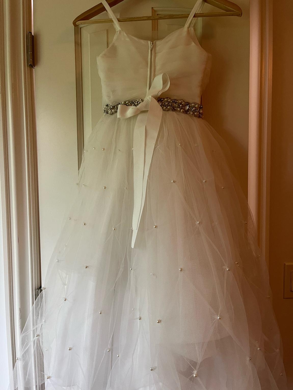 Girls Size 8 Sequined White Ball Gown on Queenly