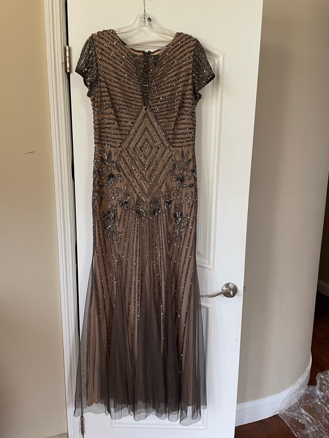 Adrianna Papello Size 12 Silver Floor Length Maxi on Queenly