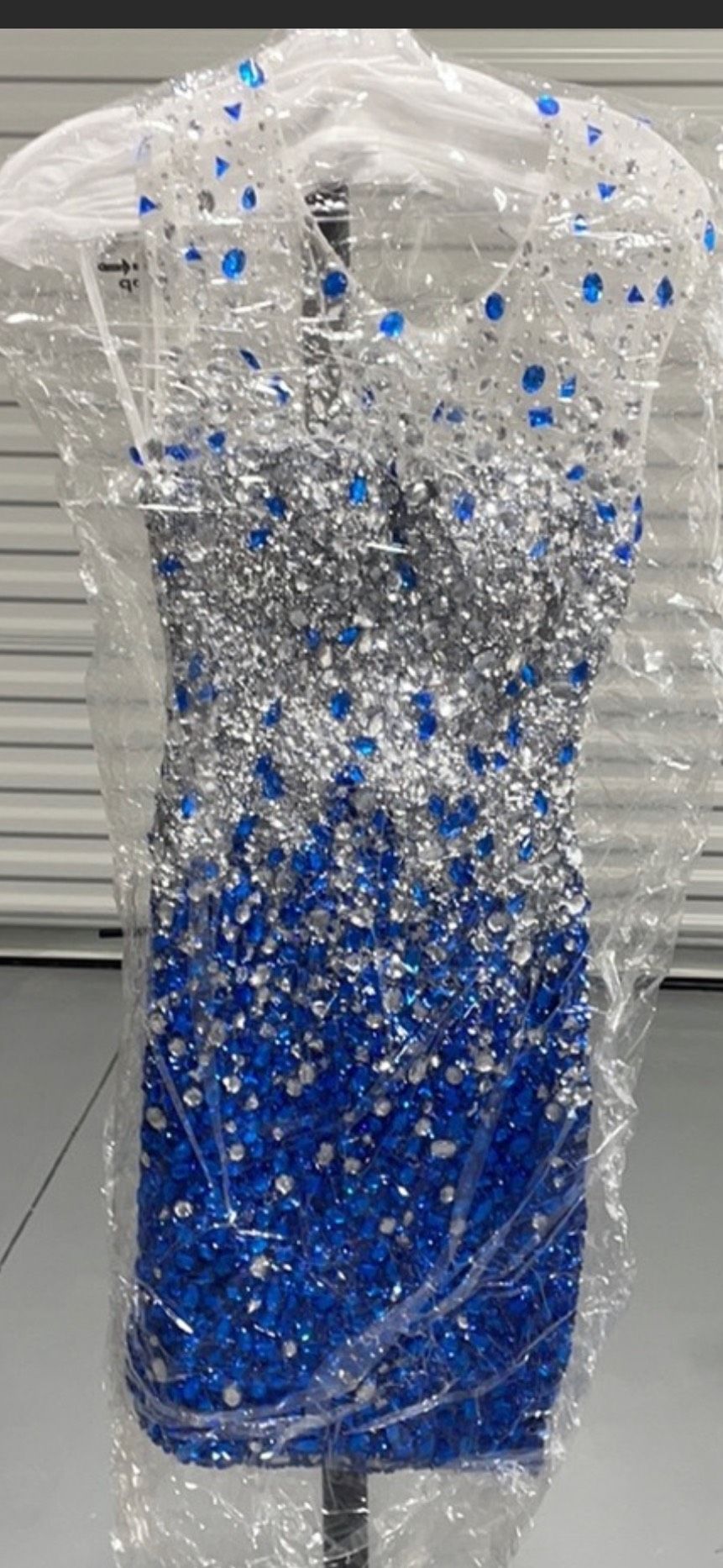 Jovani Size 6 Homecoming Cap Sleeve Sequined Royal Blue Cocktail Dress on Queenly