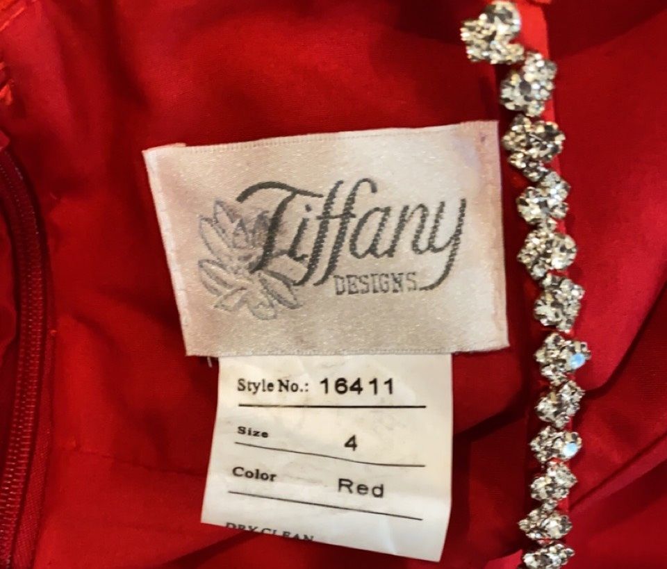 Tiffany Designs Size 4 Sequined Red Mermaid Dress on Queenly
