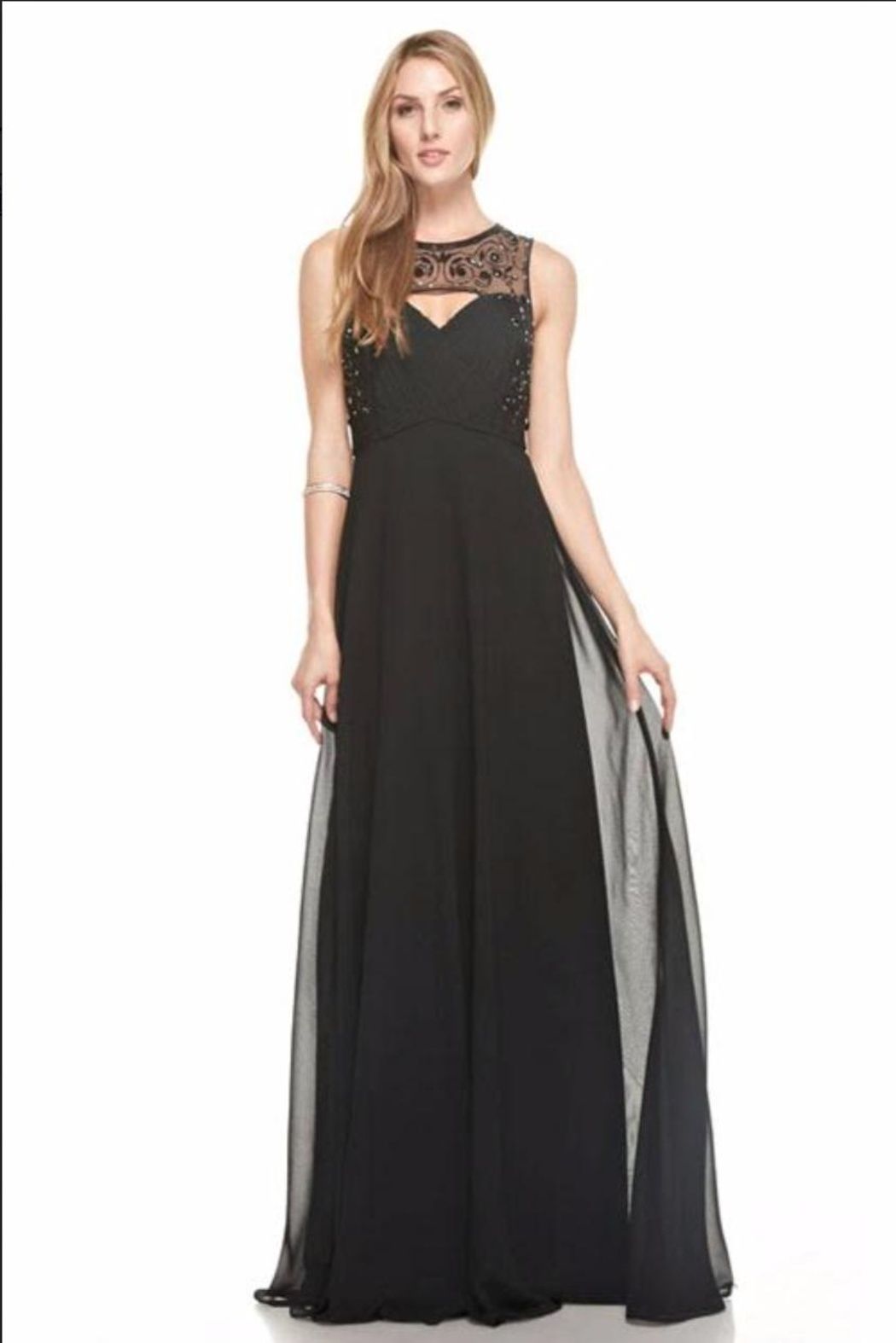 Style m24170 Maniju Size 6 Prom Sheer Black A-line Dress on Queenly