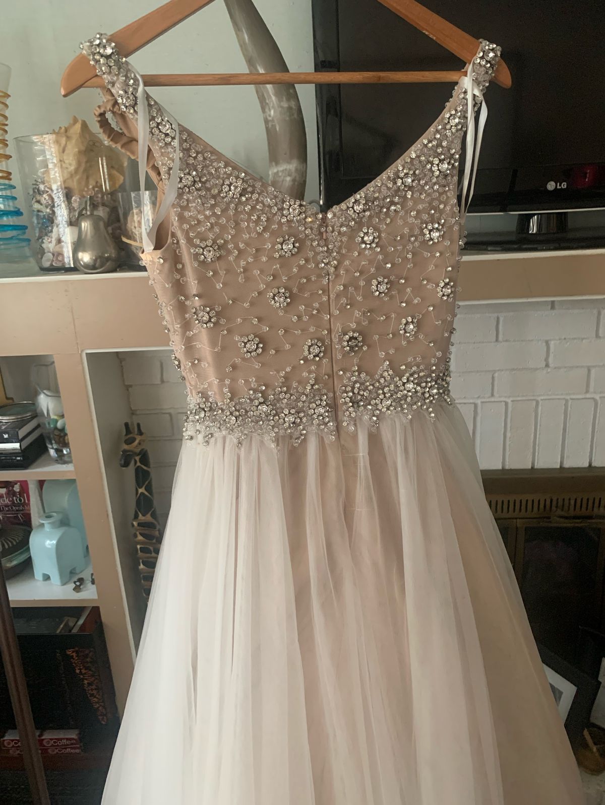 Terani Couture Size 0 Prom Sequined Nude Ball Gown on Queenly