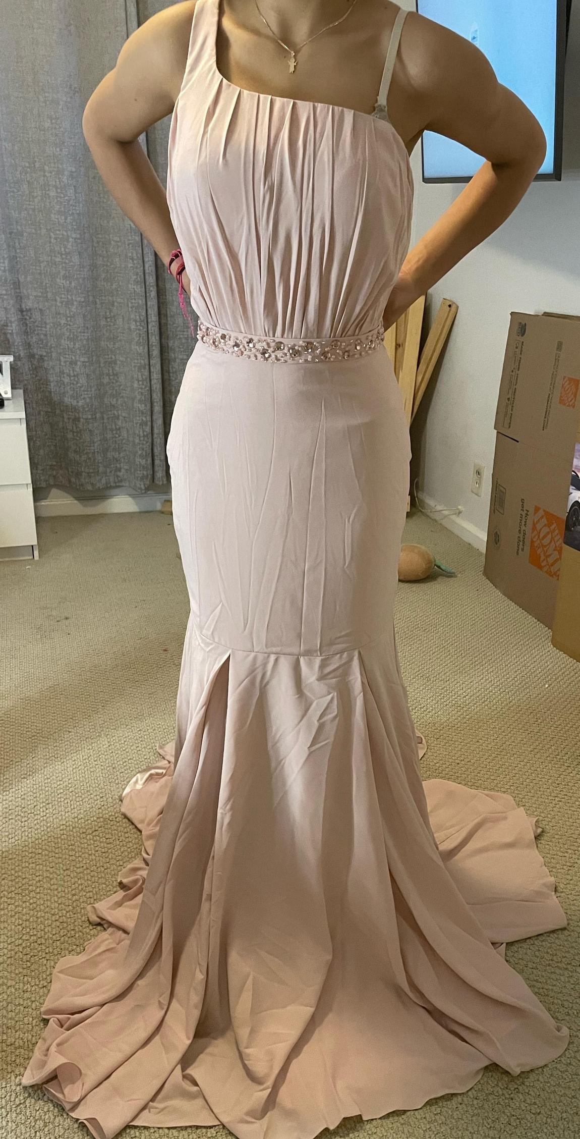 Size 4 Bridesmaid Sequined Light Pink Mermaid Dress on Queenly