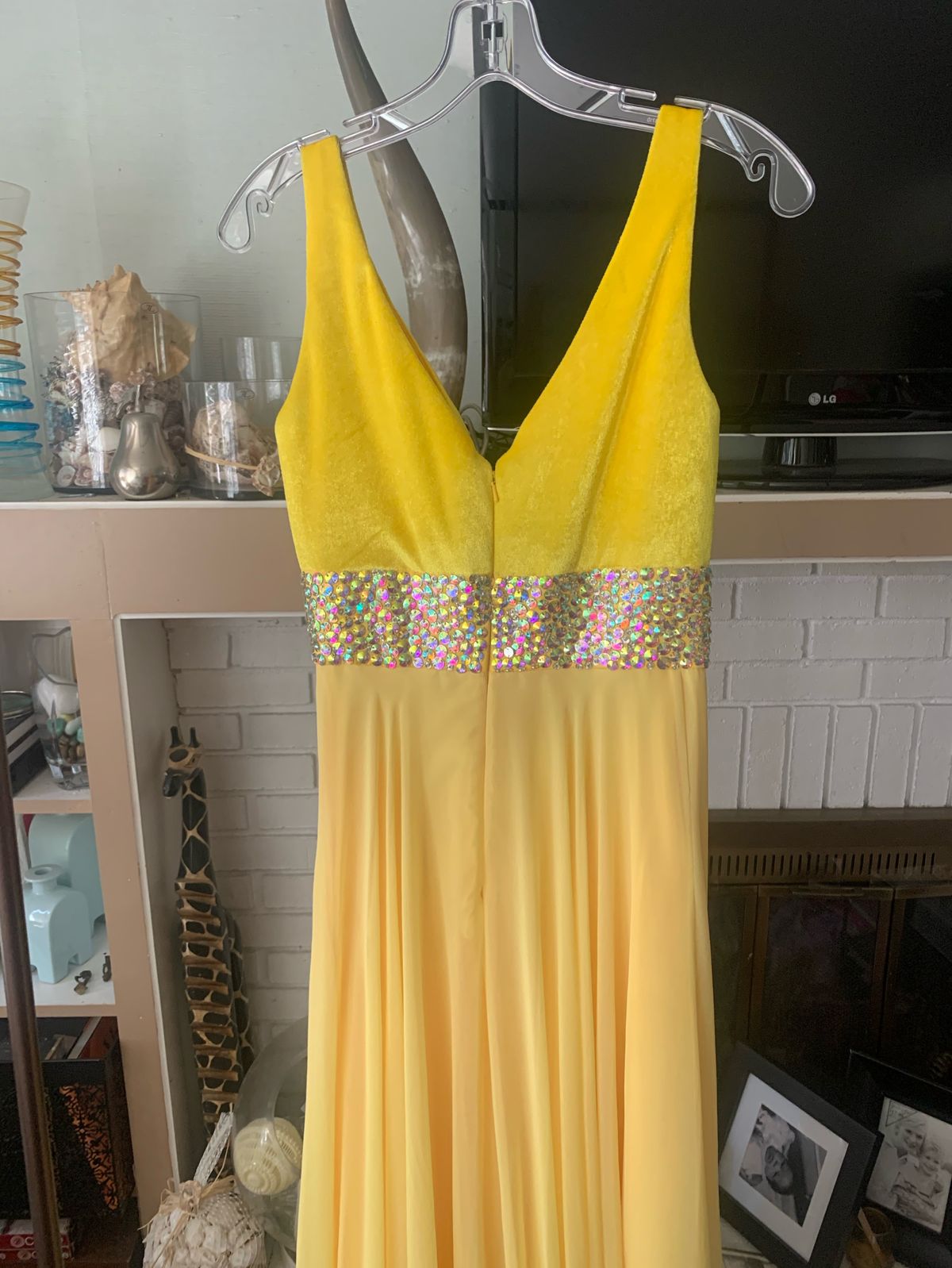 Rachel Allan Size 2 Prom Sequined Yellow Dress With Train on Queenly