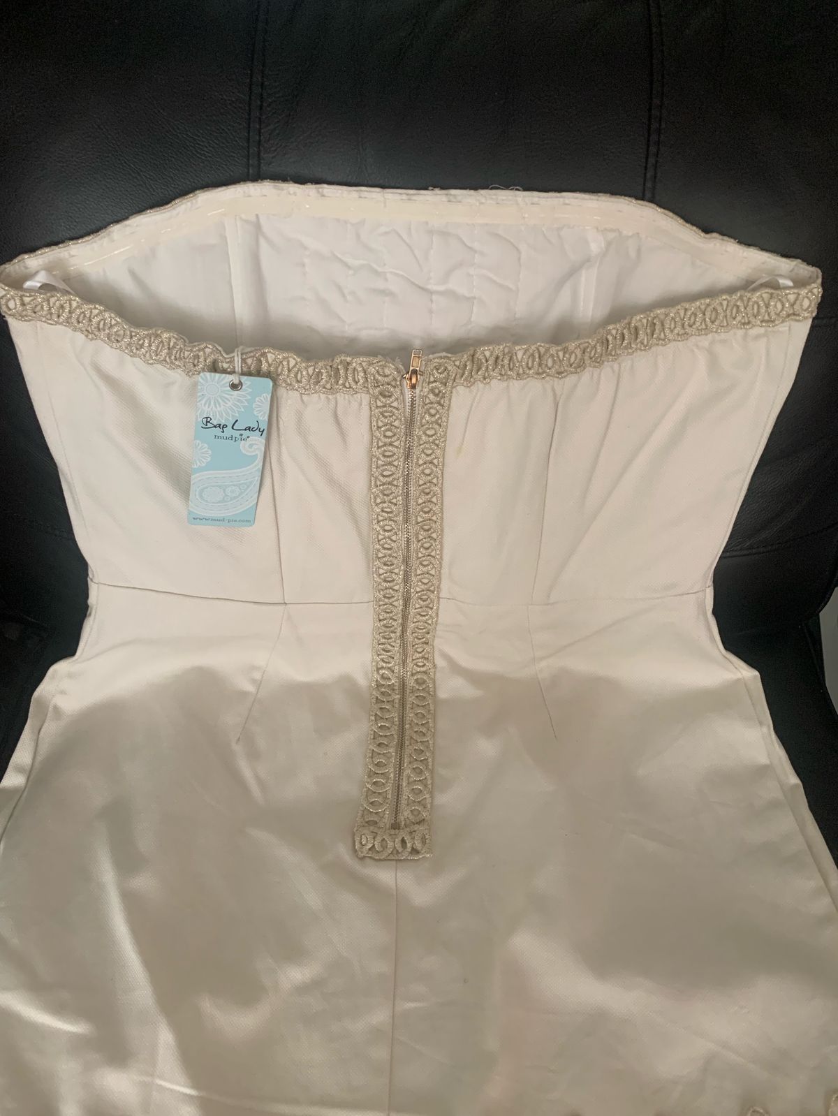 Muddpie Size 12 Strapless White Cocktail Dress on Queenly