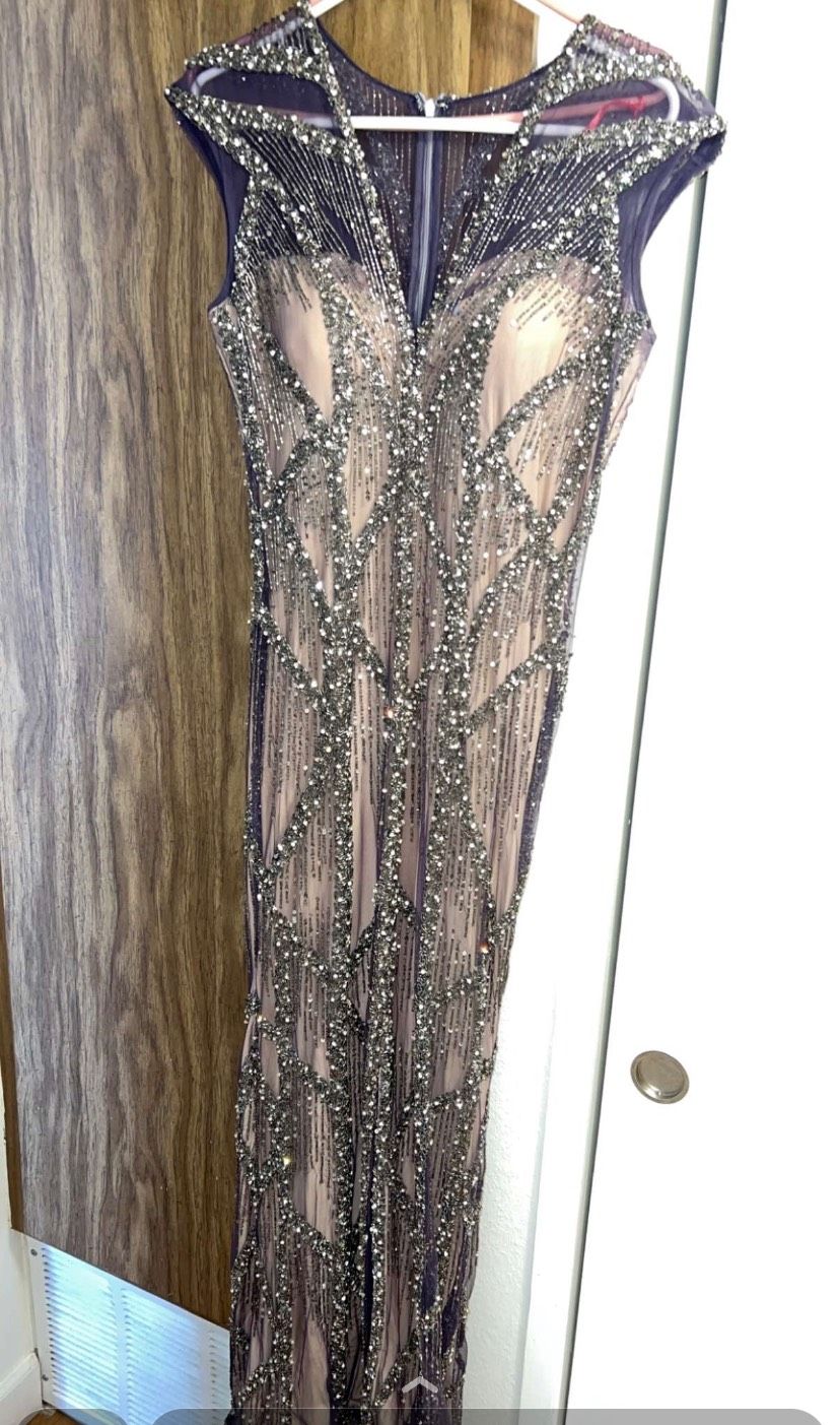 Custom made Size 10 Prom Sequined Purple Floor Length Maxi on Queenly