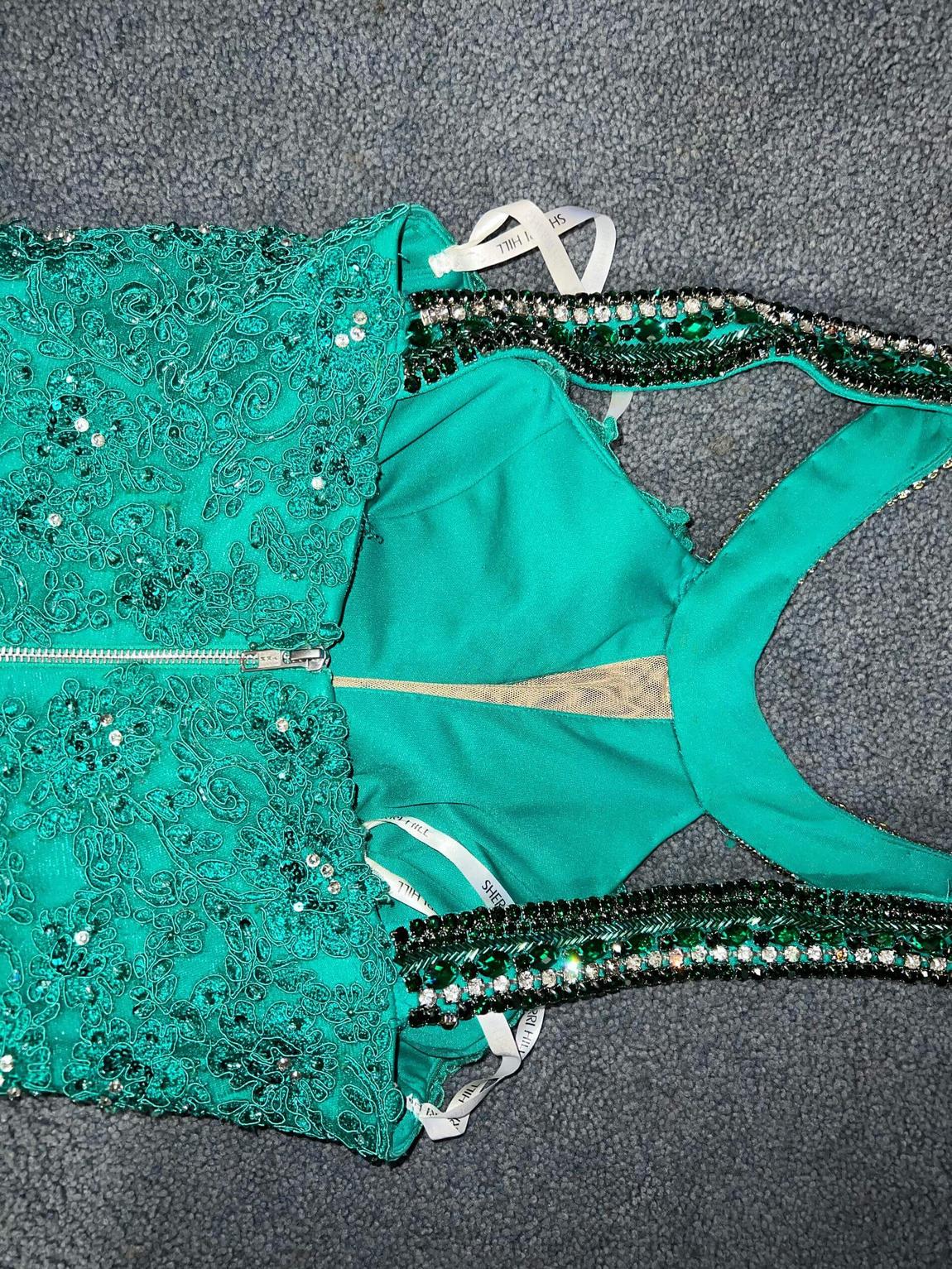 Sherri Hill Size 6 Homecoming Halter Lace Emerald Green Cocktail Dress on Queenly