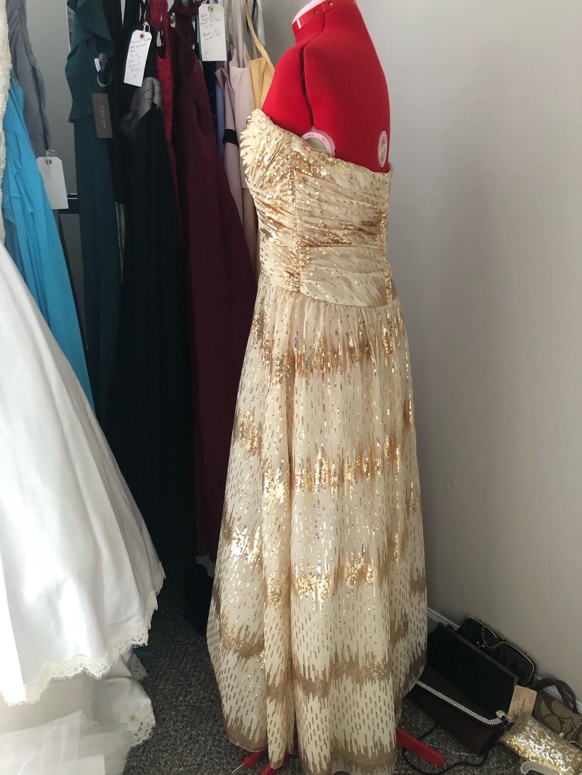 Roberta Size 12 Sequined Gold Ball Gown on Queenly