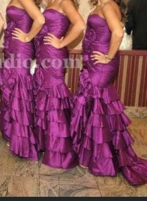 Jovani Size 2 Bridesmaid Strapless Purple Mermaid Dress on Queenly