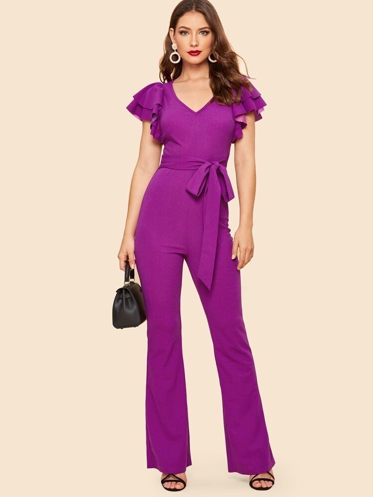 Size 4 Wedding Guest Purple Formal Jumpsuit on Queenly