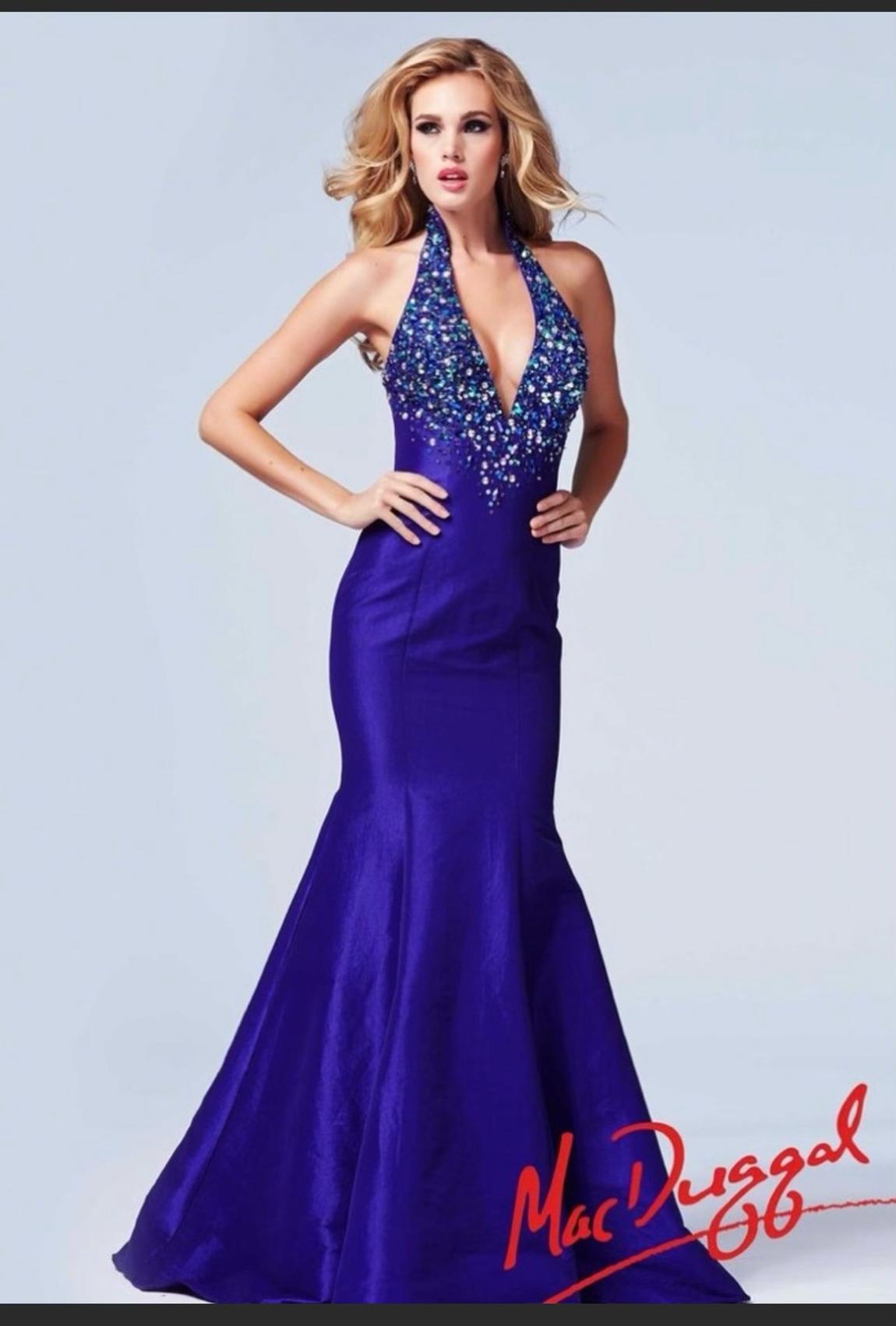 Mac Duggal Size 2 Prom Halter Sequined Purple Mermaid Dress on Queenly