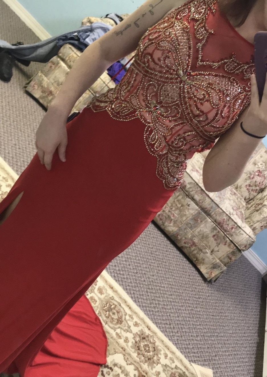 Size 2 Red Floor Length Maxi on Queenly
