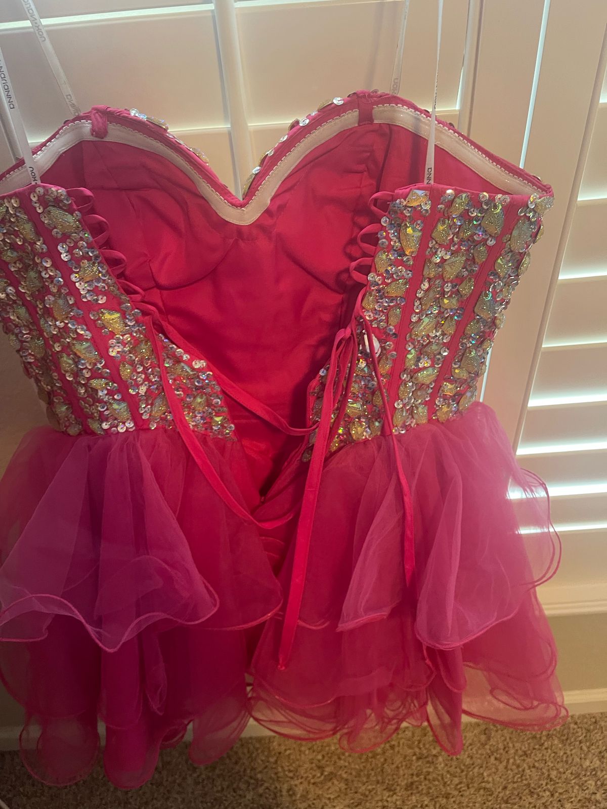Size 2 Homecoming Sequined Hot Pink Cocktail Dress on Queenly