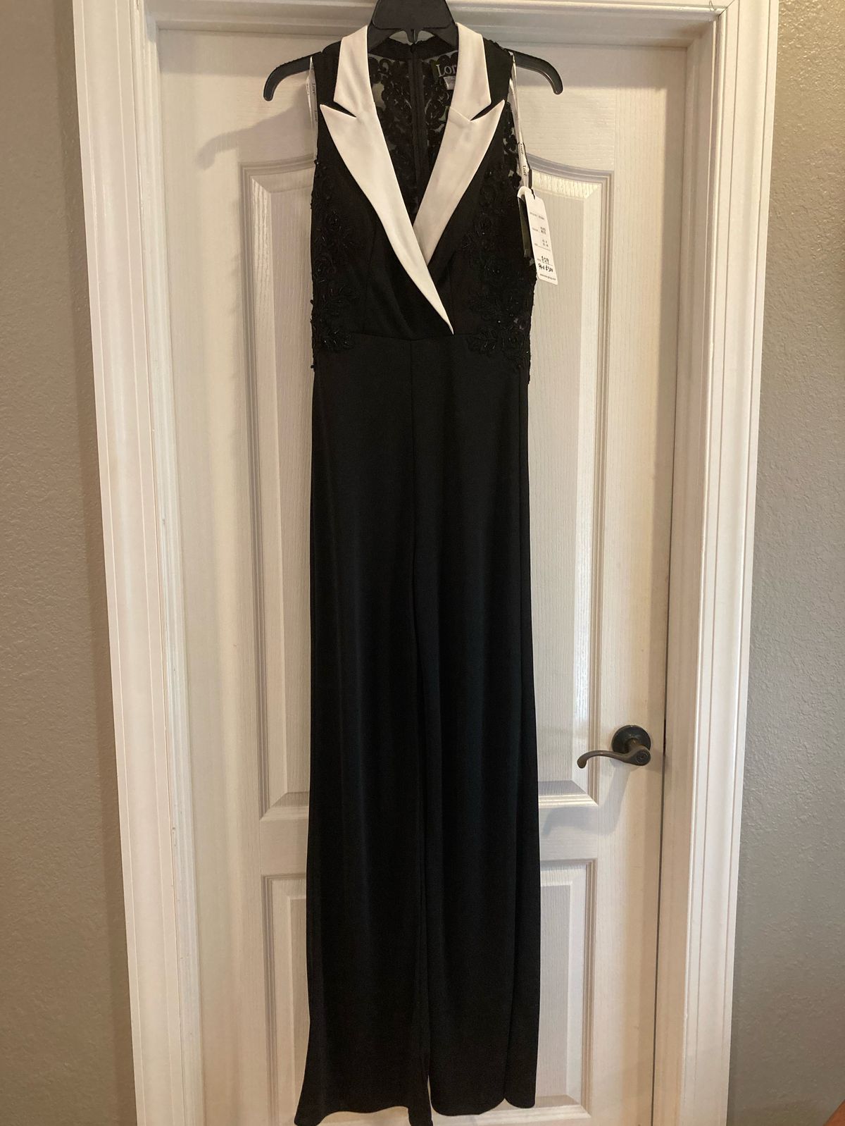 Lore Size 8 Sheer Black Formal Jumpsuit on Queenly