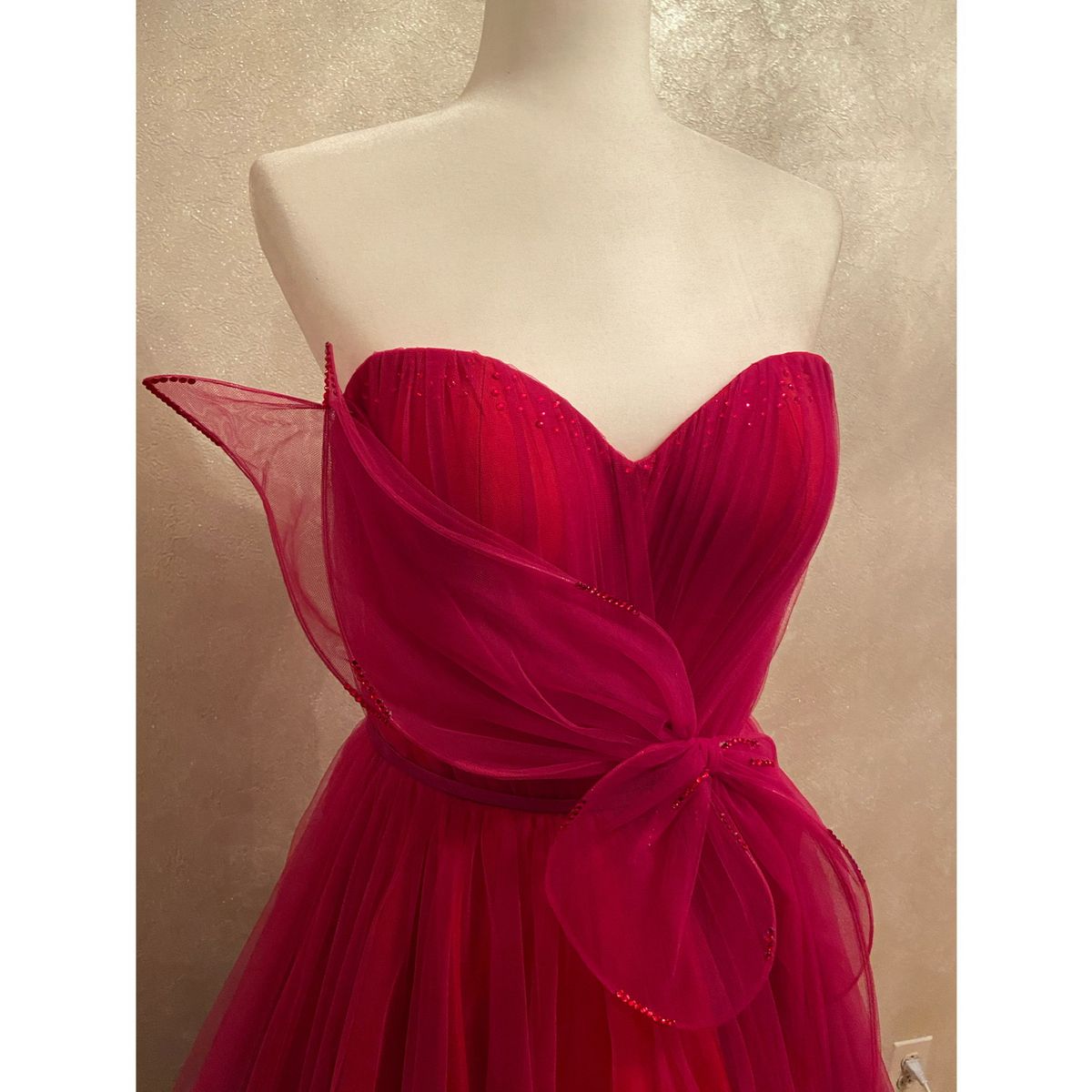 Size 6 Prom Strapless Hot Pink Ball Gown on Queenly
