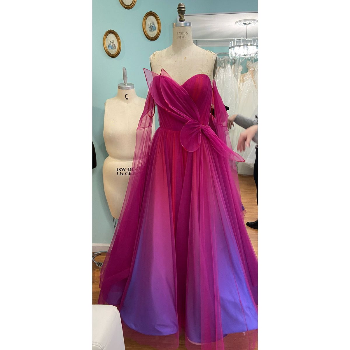 Size 6 Prom Strapless Hot Pink Ball Gown on Queenly