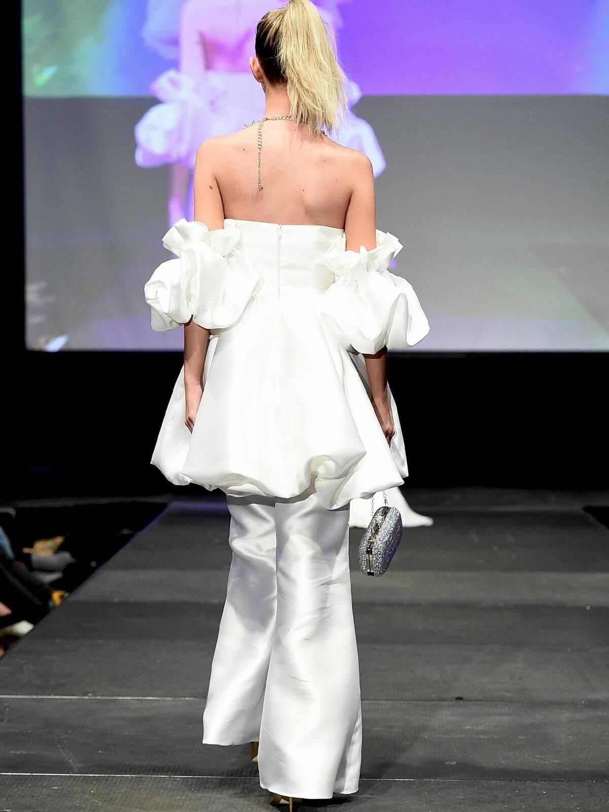 Style Victoria Marc Defang White Size 16 Bachelorette Plus Size Bridal Shower Prom Jumpsuit Dress on Queenly
