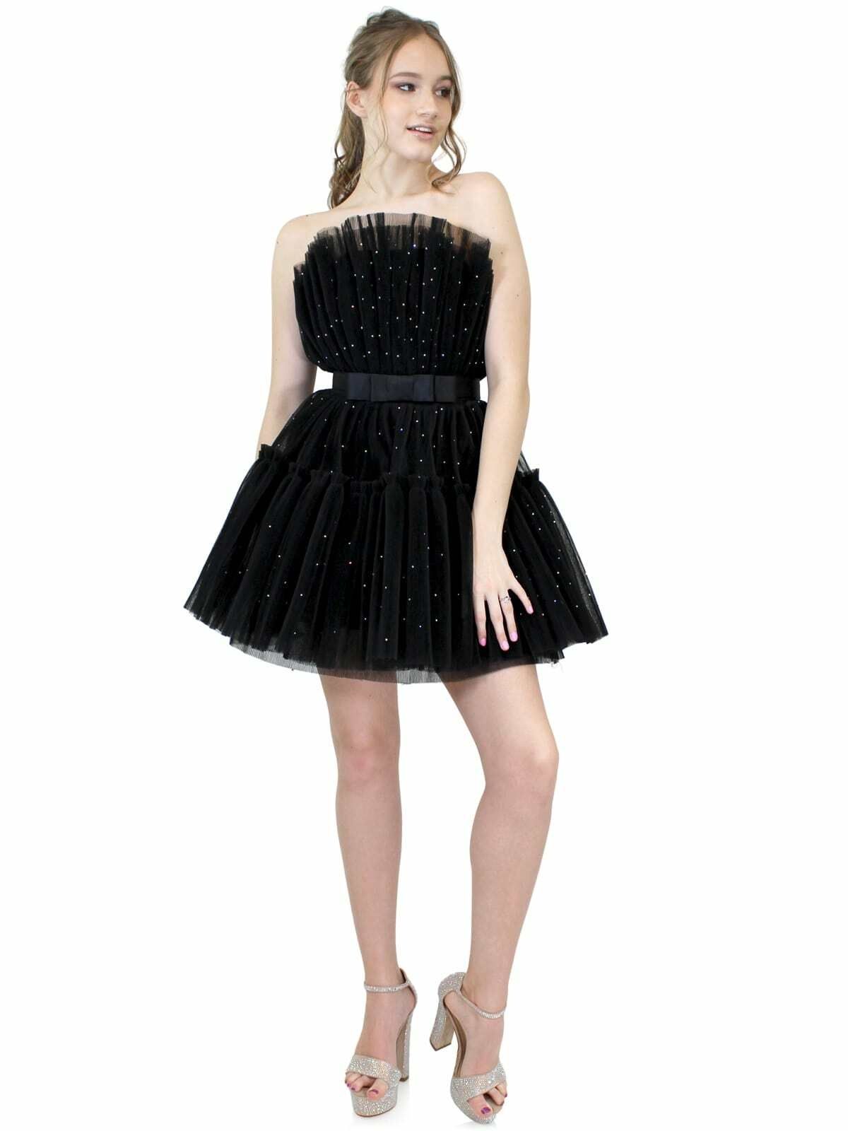 Style 8029 Marc Defang Size 00 Prom Satin Black Cocktail Dress on Queenly