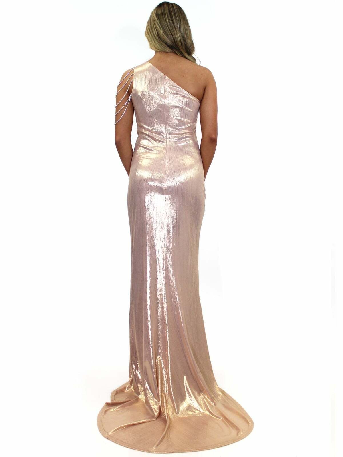 Style 8112 Marc Defang Size 6 Prom Rose Gold Mermaid Dress on Queenly