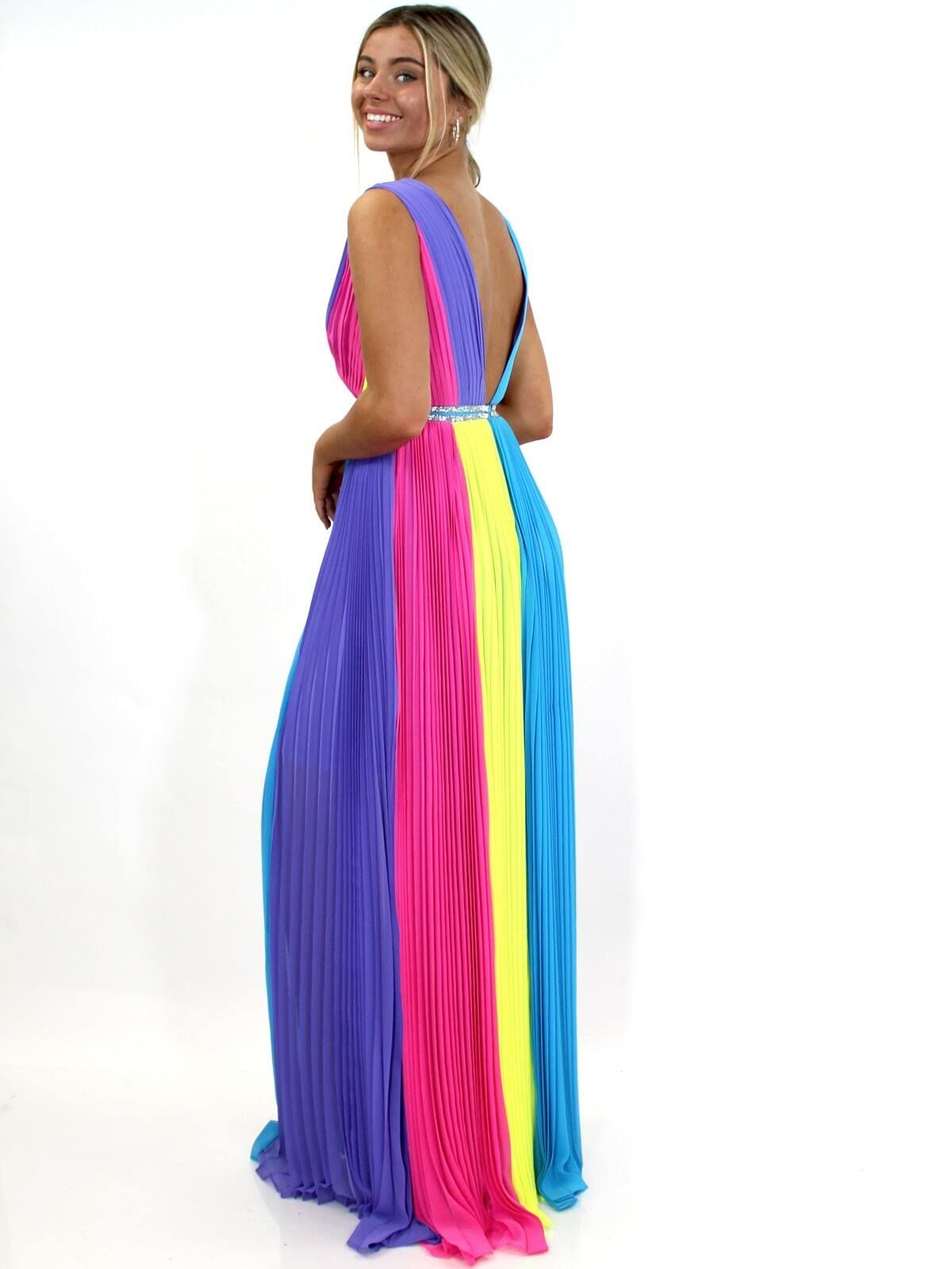 Style 8080 Marc Defang Plus Size 16 Prom Multicolor Floor Length Maxi on Queenly