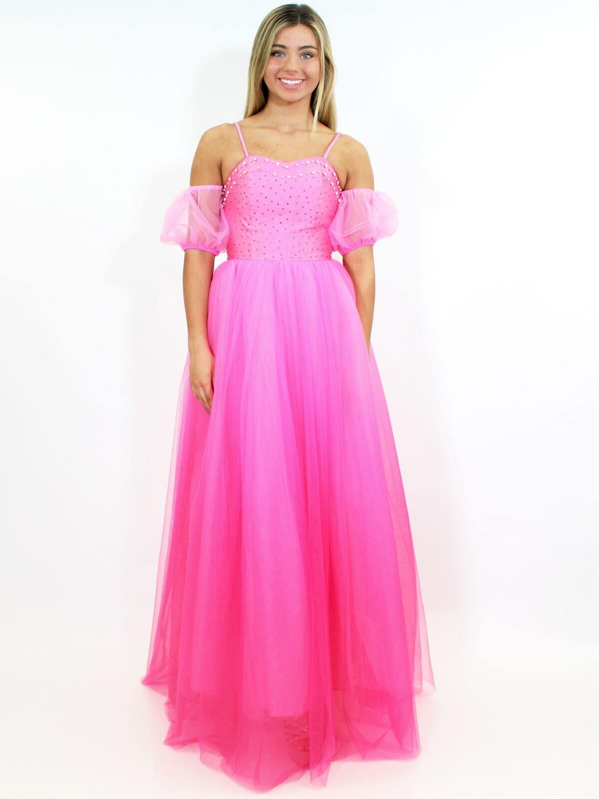 Style 5073 Marc Defang Size 2 Prom Sequined Hot Pink A-line Dress on Queenly