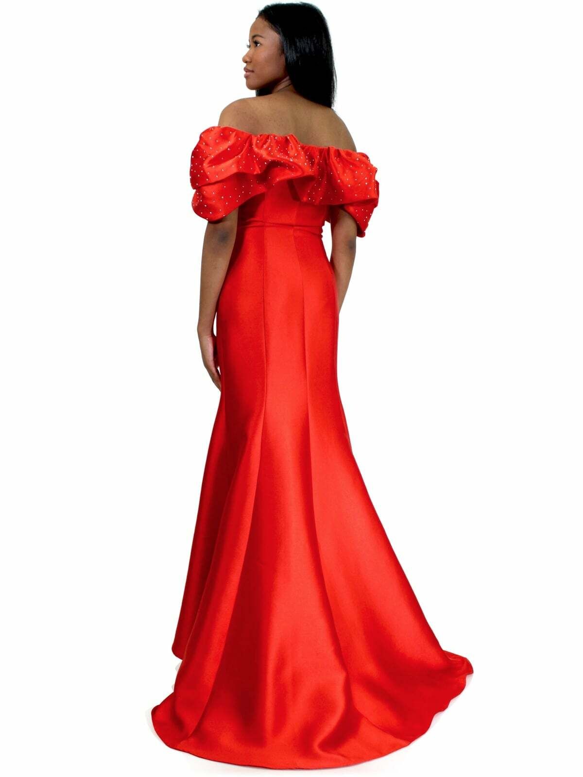 Style 8024 Marc Defang Size 00 Prom Sequined Red Mermaid Dress on Queenly